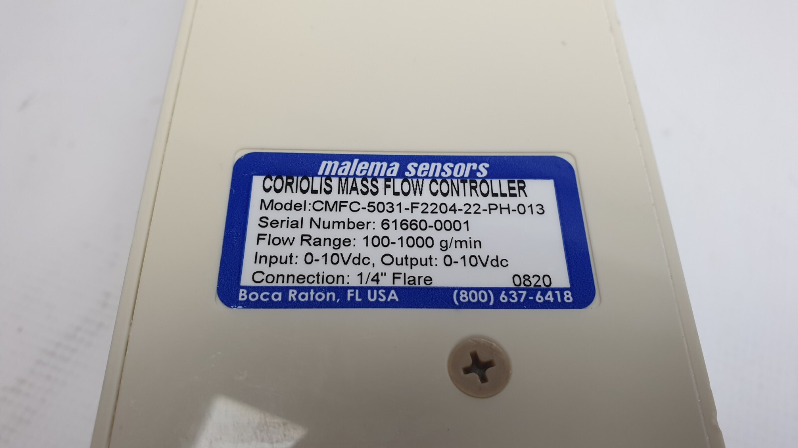 Malema Coriolis Mass Flow Controller CMFC-5031-F2204-22-PH-013
