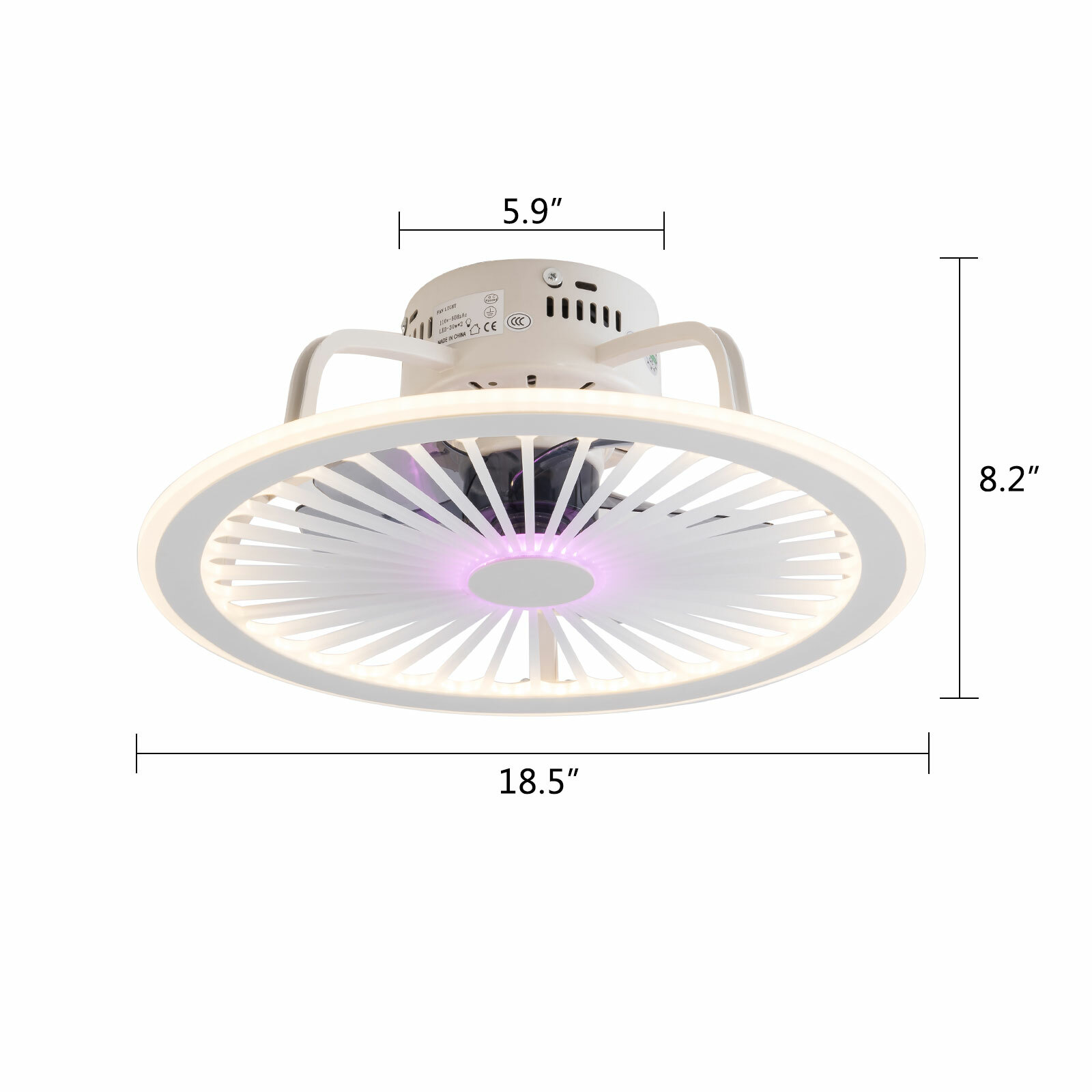 Modern Invisible Ceiling Fan Light 3-Color Dimmable LED Chandelier Lamp W/Remote