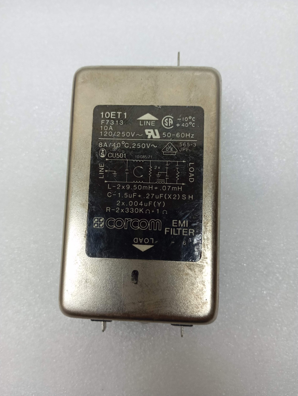 Tyco Electronics Corcom EMI Filter TYP: 10ET1