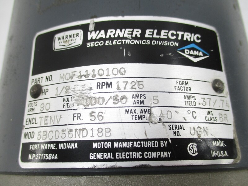 WARNER ELECTRIC M0F1110100 100/50V .37/7.4A UNMP