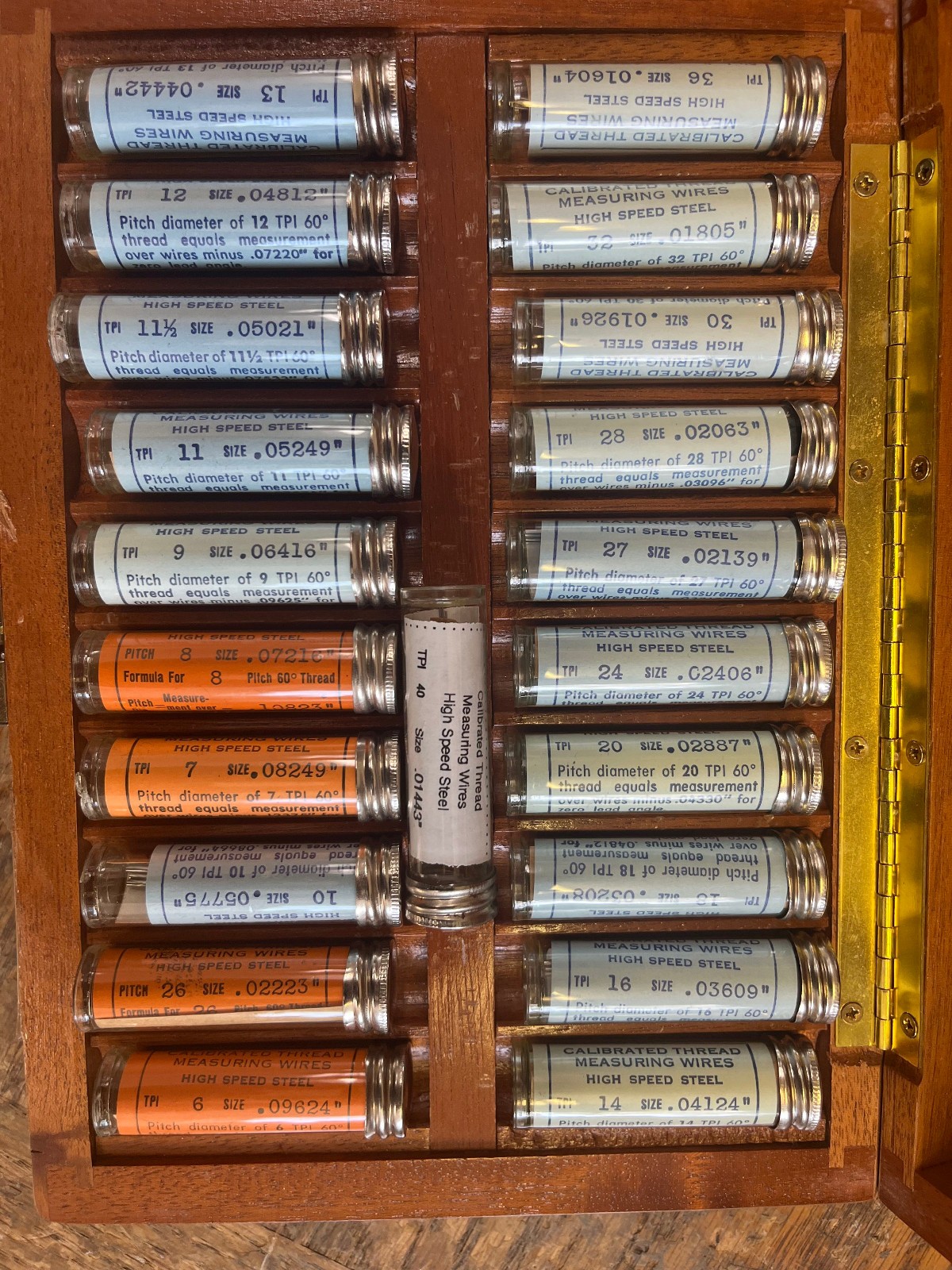 5cc Van Keuren 21 Set Gear Measuring Wires Set Wooden Case