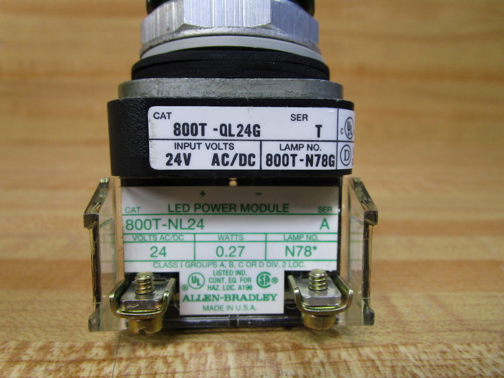 Allen Bradley 800T-QL24G Pilot Light 800TQL24G W/800T-NL24