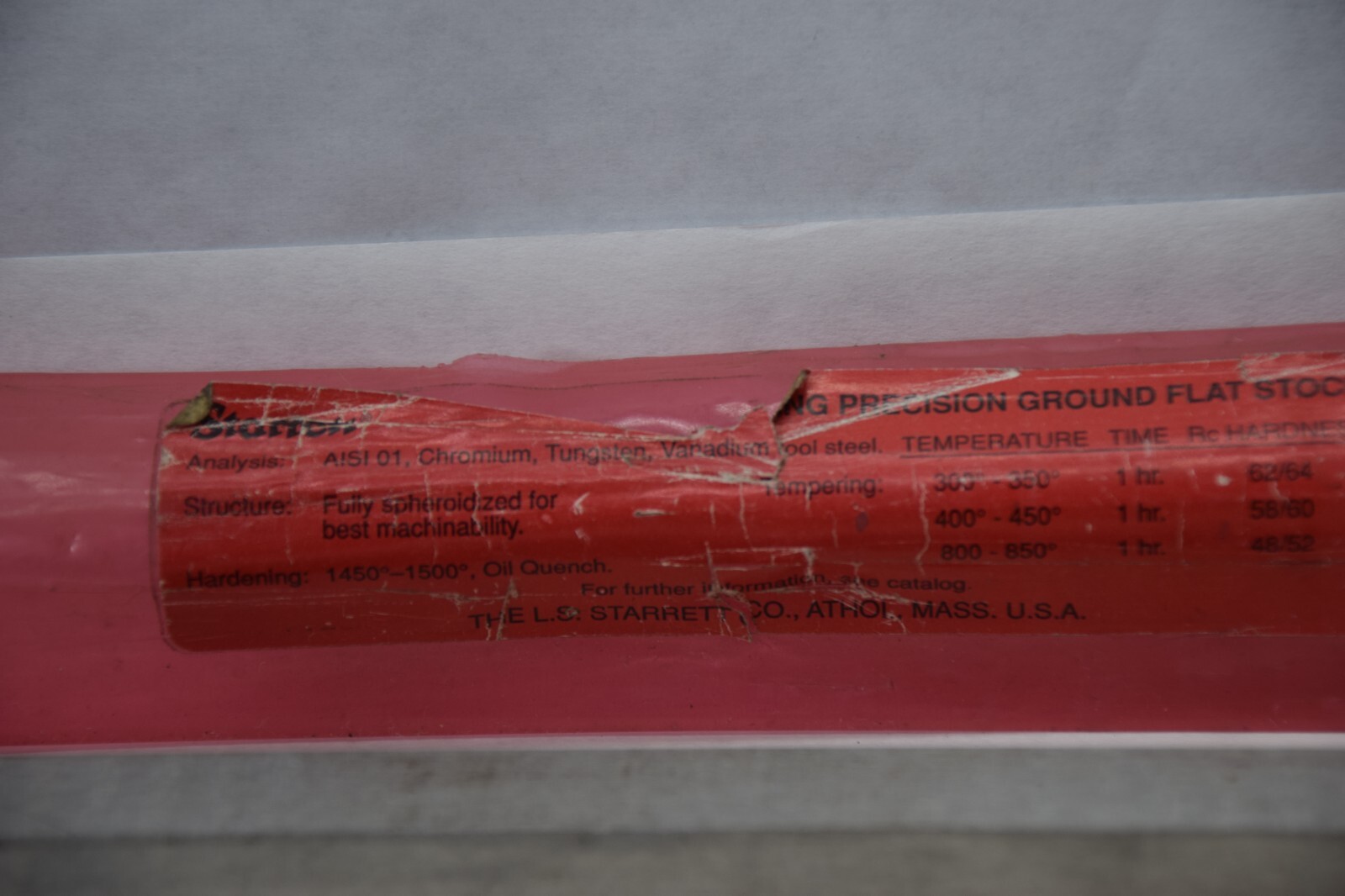 STARRETT 496 54187 3/4″ x 3/4″ x 16″ Oil Hardening STEEL Solid Bar Flat Stock