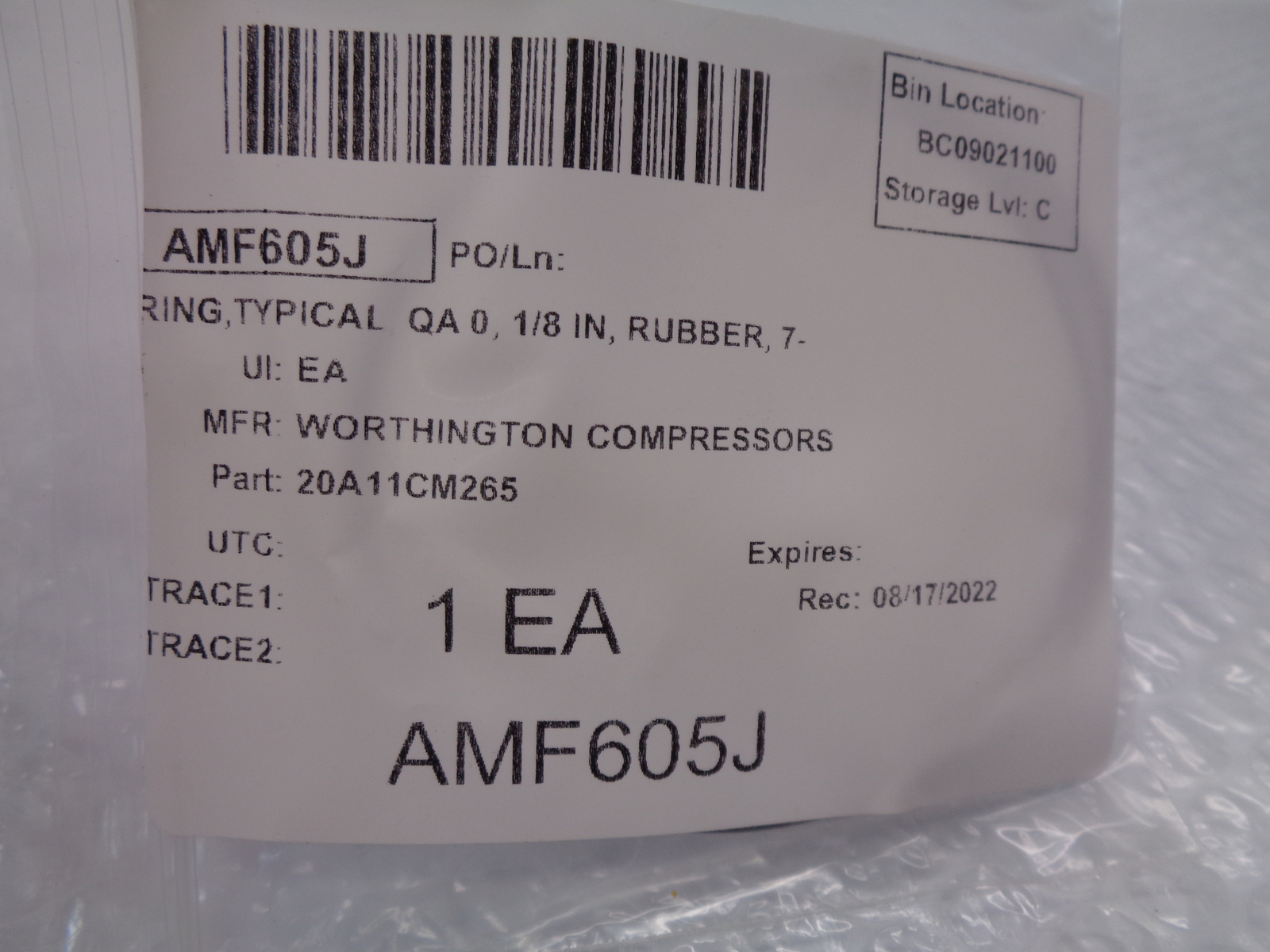 WORTHINGTING COMPRESSORS 20A11CM265 O-RING LOT OF 2 NSNP