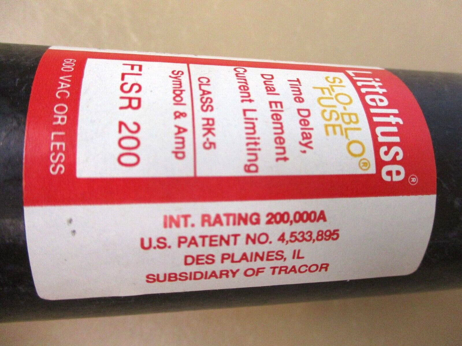 Littelfuse Tracor FLSR200 Slo-Blo Fuse Time Delay Dual Element RK5 Fuse 46465WVS