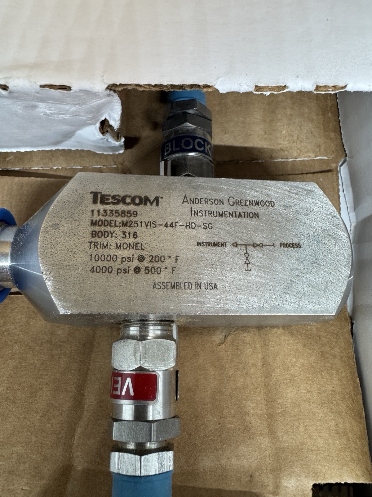 ANDERSON GREENWOOD MANIFOLD M251VIS-44F-HD-SG J211S 316 2 VALVE MANIFOLD NEW