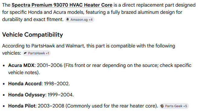 1 NEW SPECTRA PREMIUM 93070 HEATER CORE REPLACEMENT NIB ***MAKE OFFER***