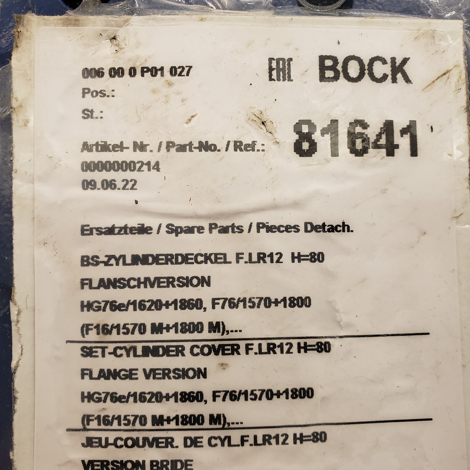 Compressor Block Head 81641 New, 51740 BOCK
