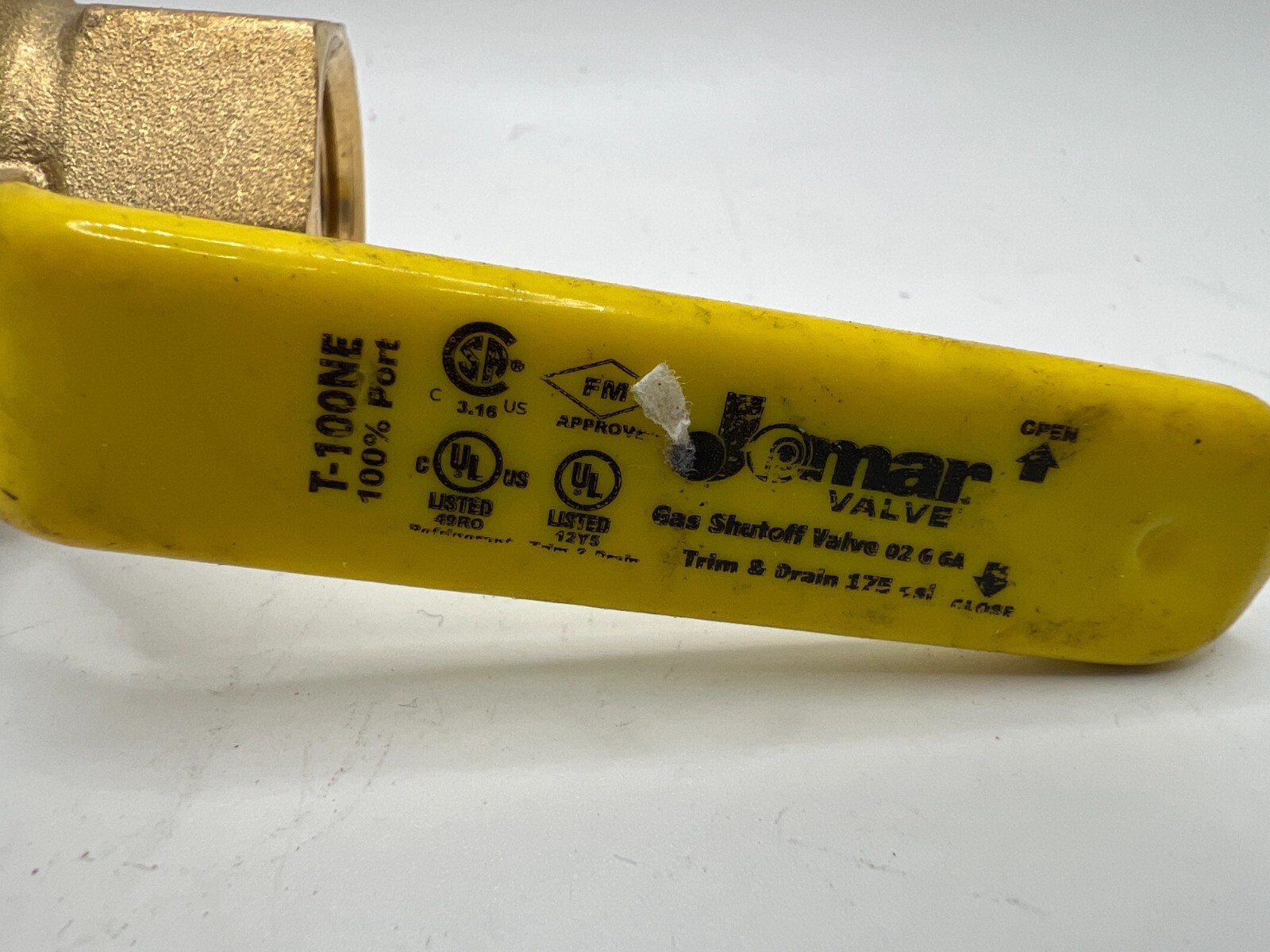 Jomar 3/4″ TWO PIECE BRASS, GAS SHUT OFF BALL VALVE T-100NE