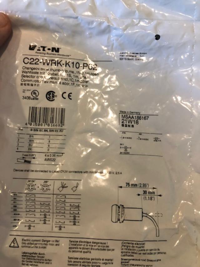 Eaton P/N C22-WRK-K10-P62