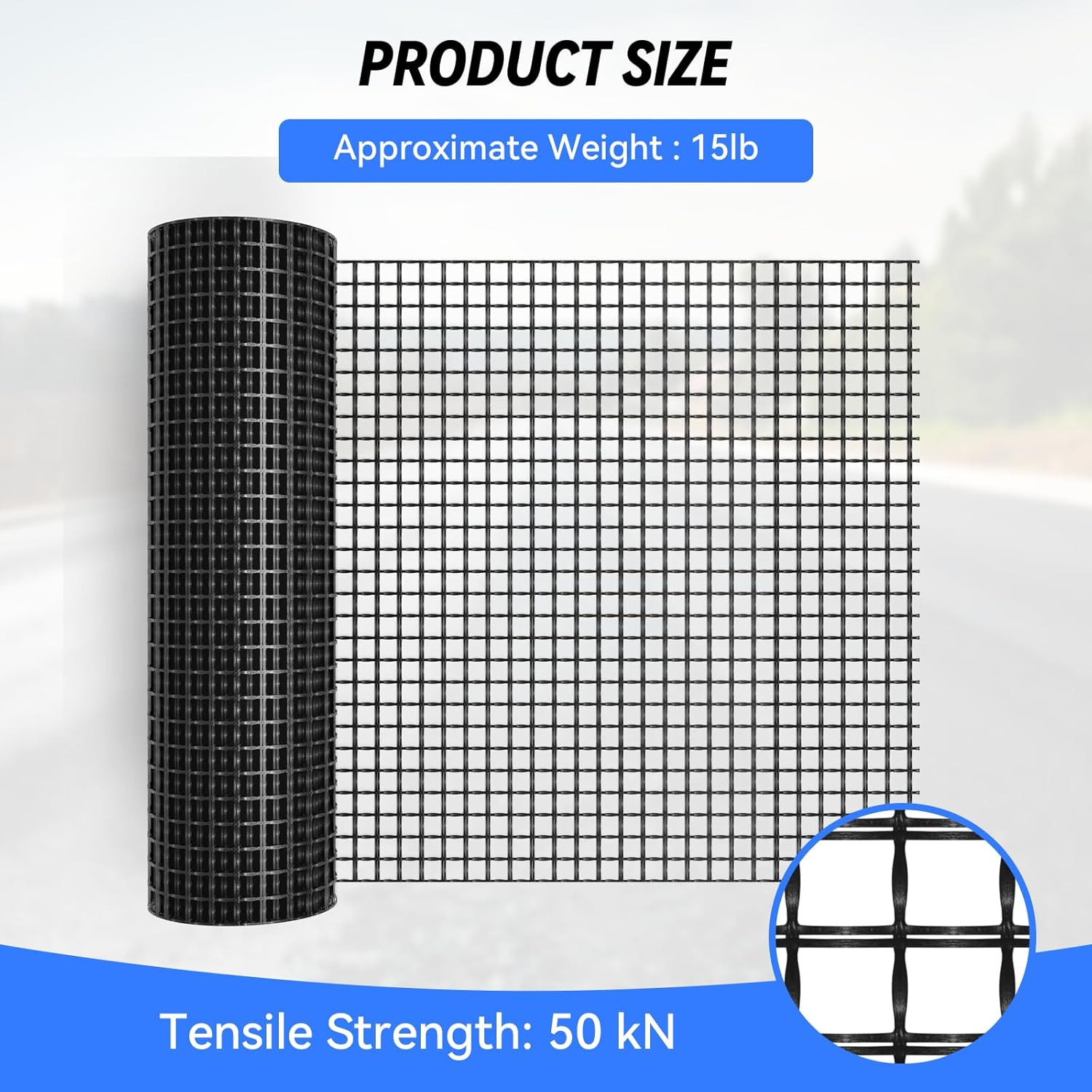 4Ft X 98Ft Bi-Directional Fiberglass Geogrid for Retaining Wall with 50Kn Tensil
