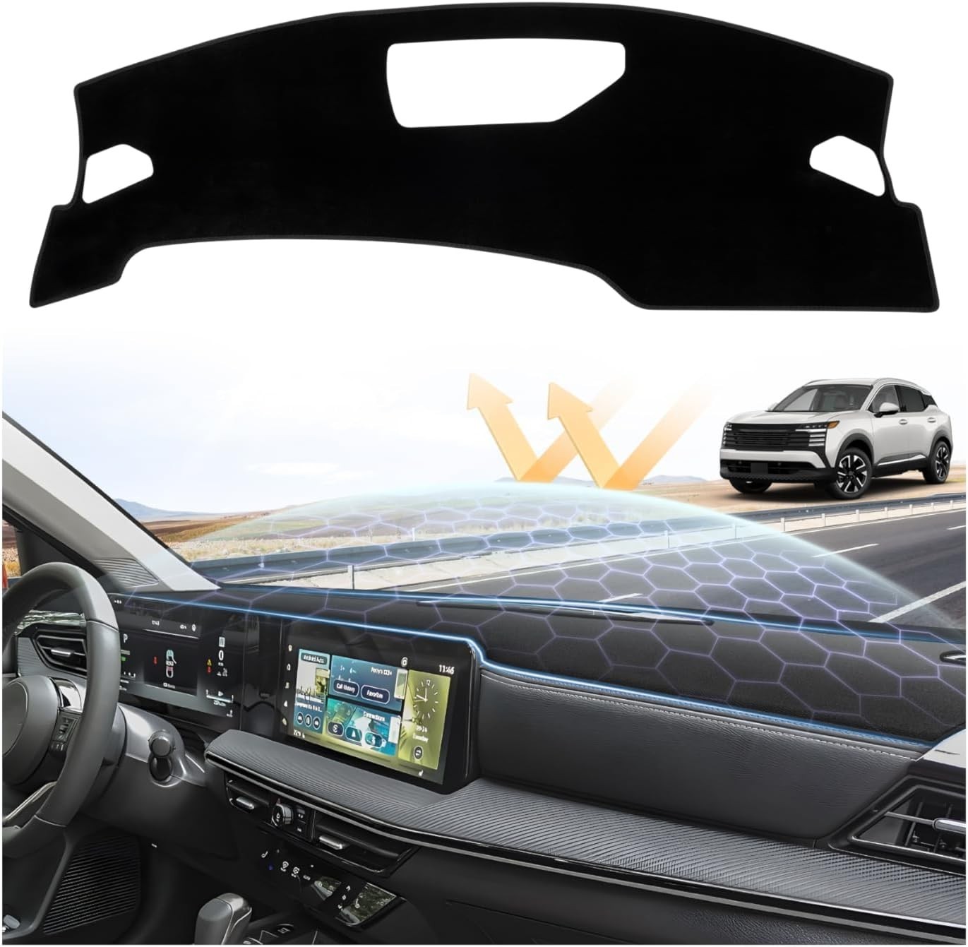 Dash Cover for 2025 2026 Nissan Kicks Dashboard Cover Mat for Kicks Suede Dash..