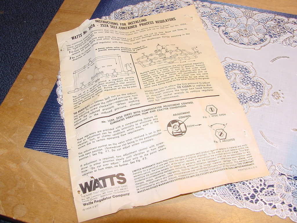 Watts 252A Bronze Pressure Regulator, 3/4 FNPT, Range 10-30Psig, Steam, 146M1