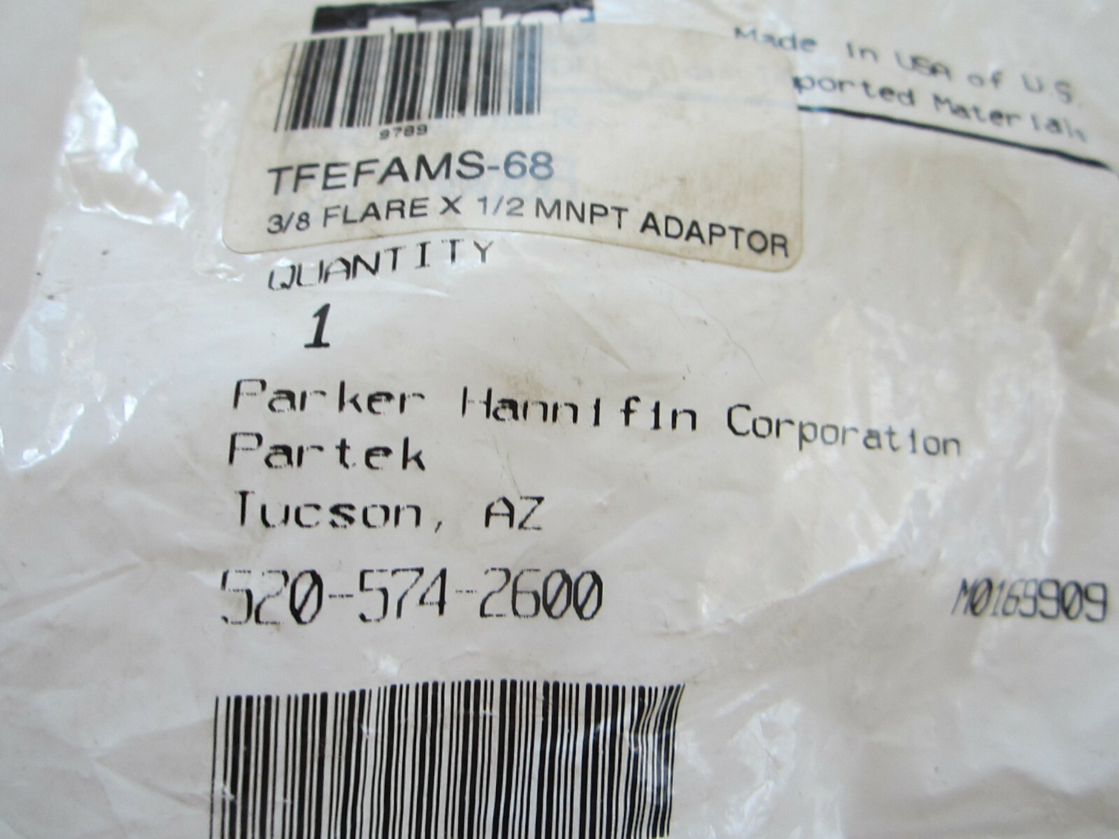 PARKER HANNEFIN TFEFAMS-68 3/8″x1/2″ MNPT FLARE ADAPTER