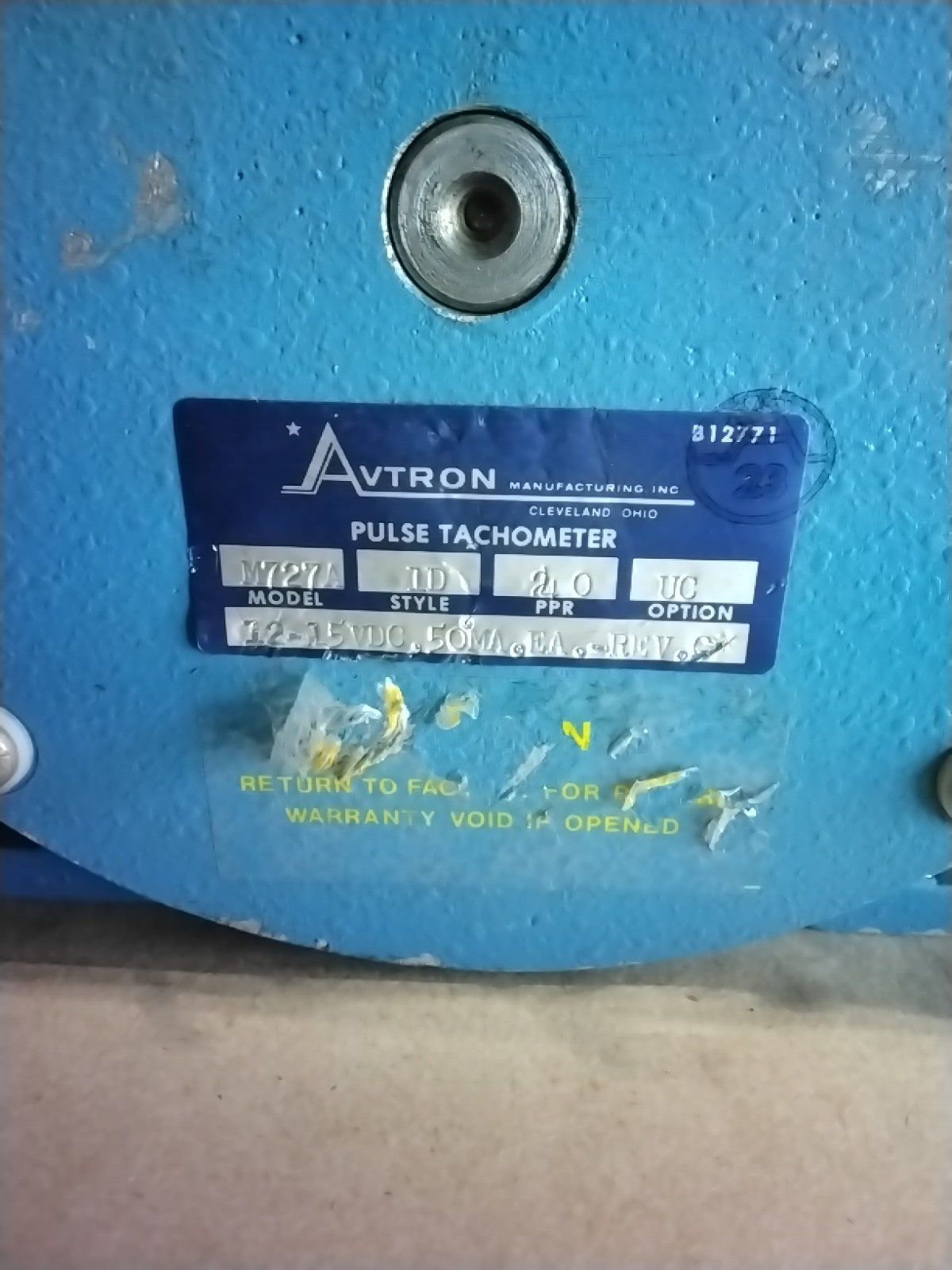 NEW OLD STOCK! AVTRON 12-15VDC 50MA PULSE TACHOMETER M727A 1R 240 U REV K