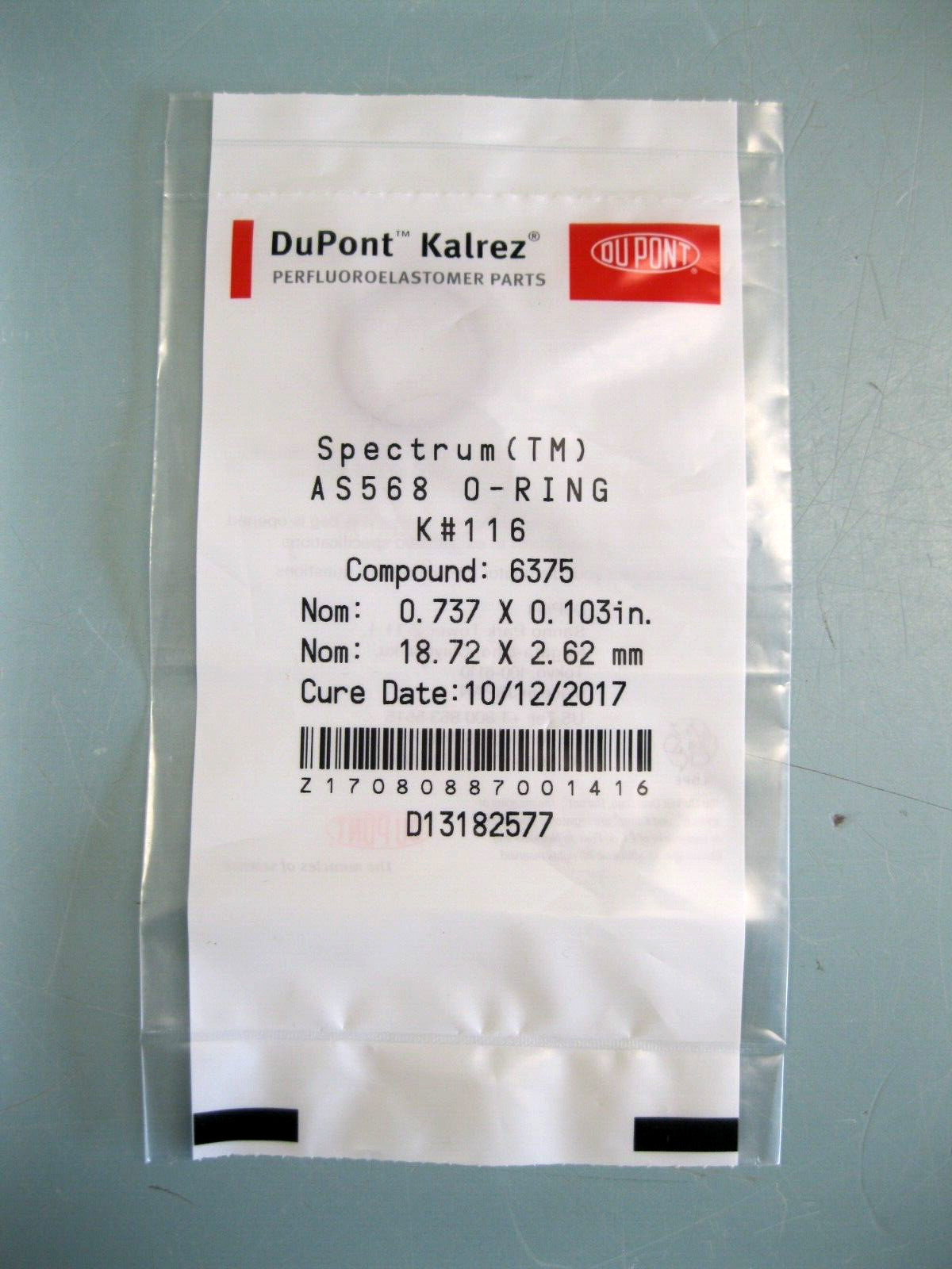 NEW Sealed DuPont Kalrez Spectrum K#116 Compound 6375 O-Ring L16