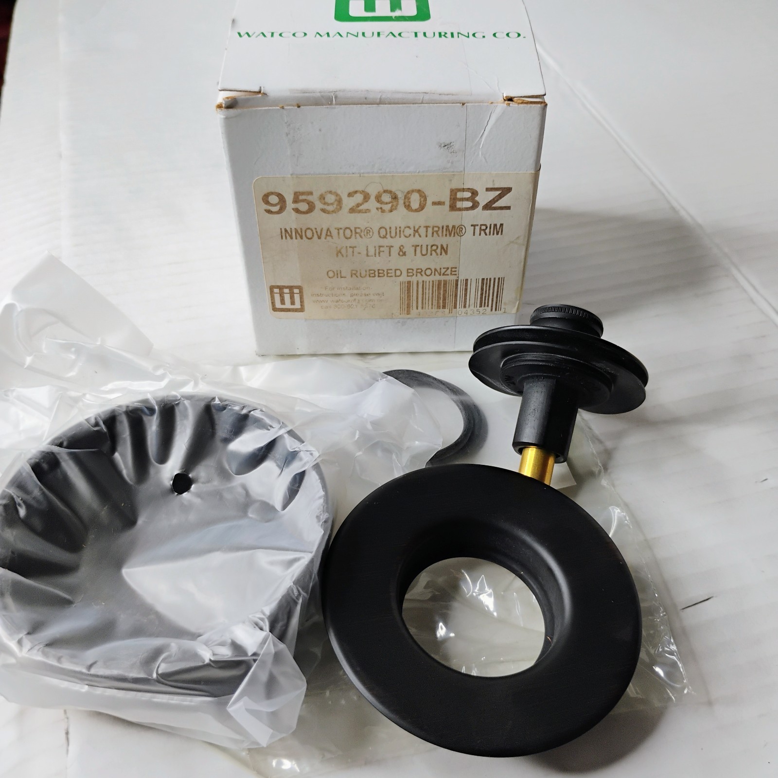 Watco 959290-BZ QuickTrim Lift and Turn Drain Kit Oil Rubbed Bronze NIB CIB