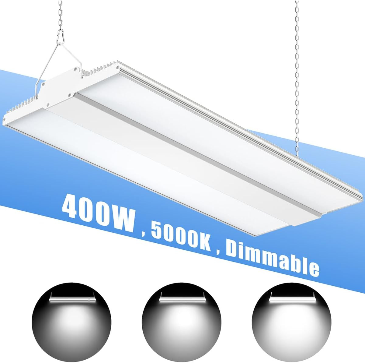 400W LED High Bay Shop Light 60,000LM, 2.2FT High Bay LED Warehouse Light UL Lis