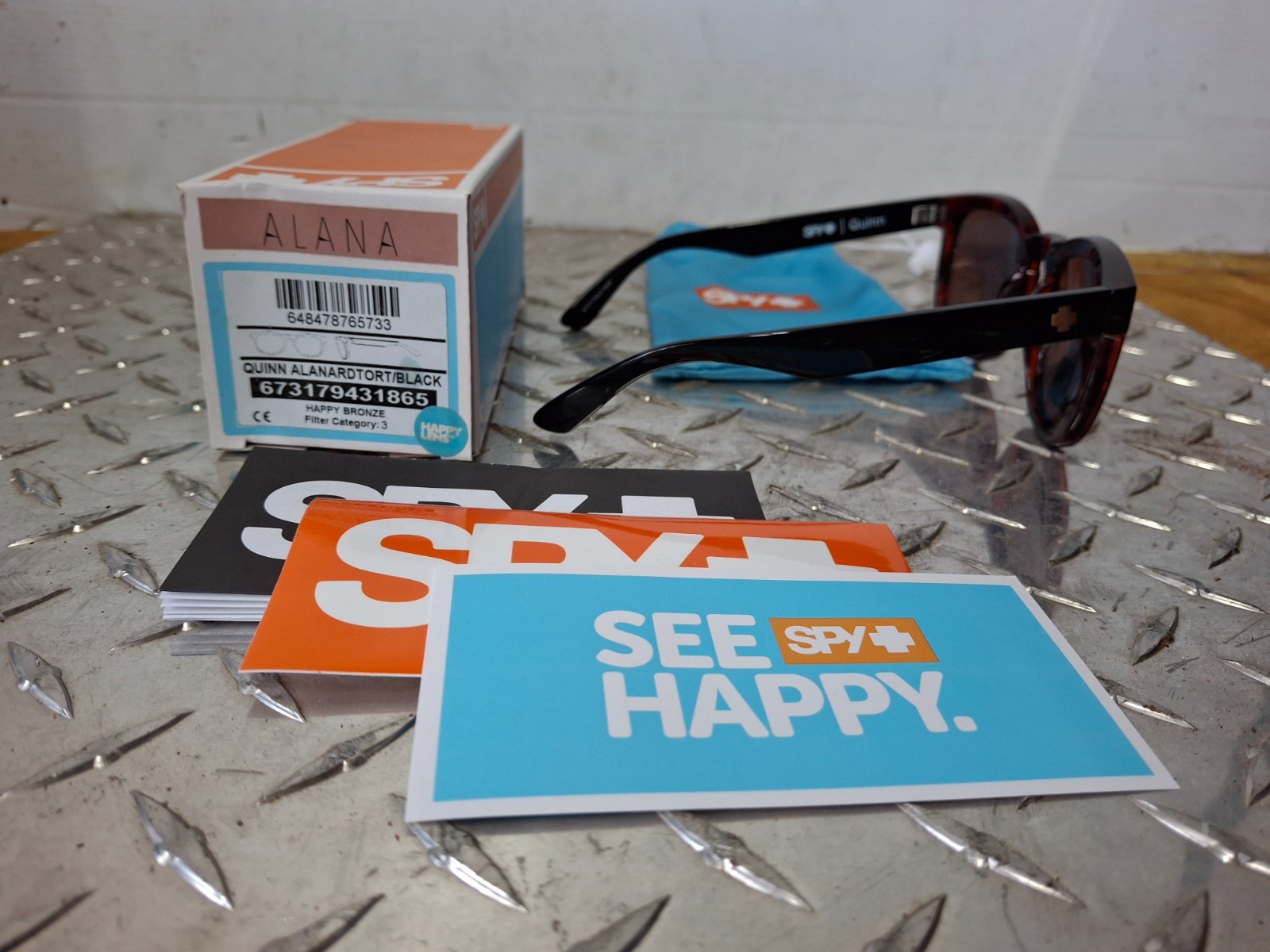 Spy Optics Sunglasses Quinn Alanard Tort Happy Bronze Lens 673179431865