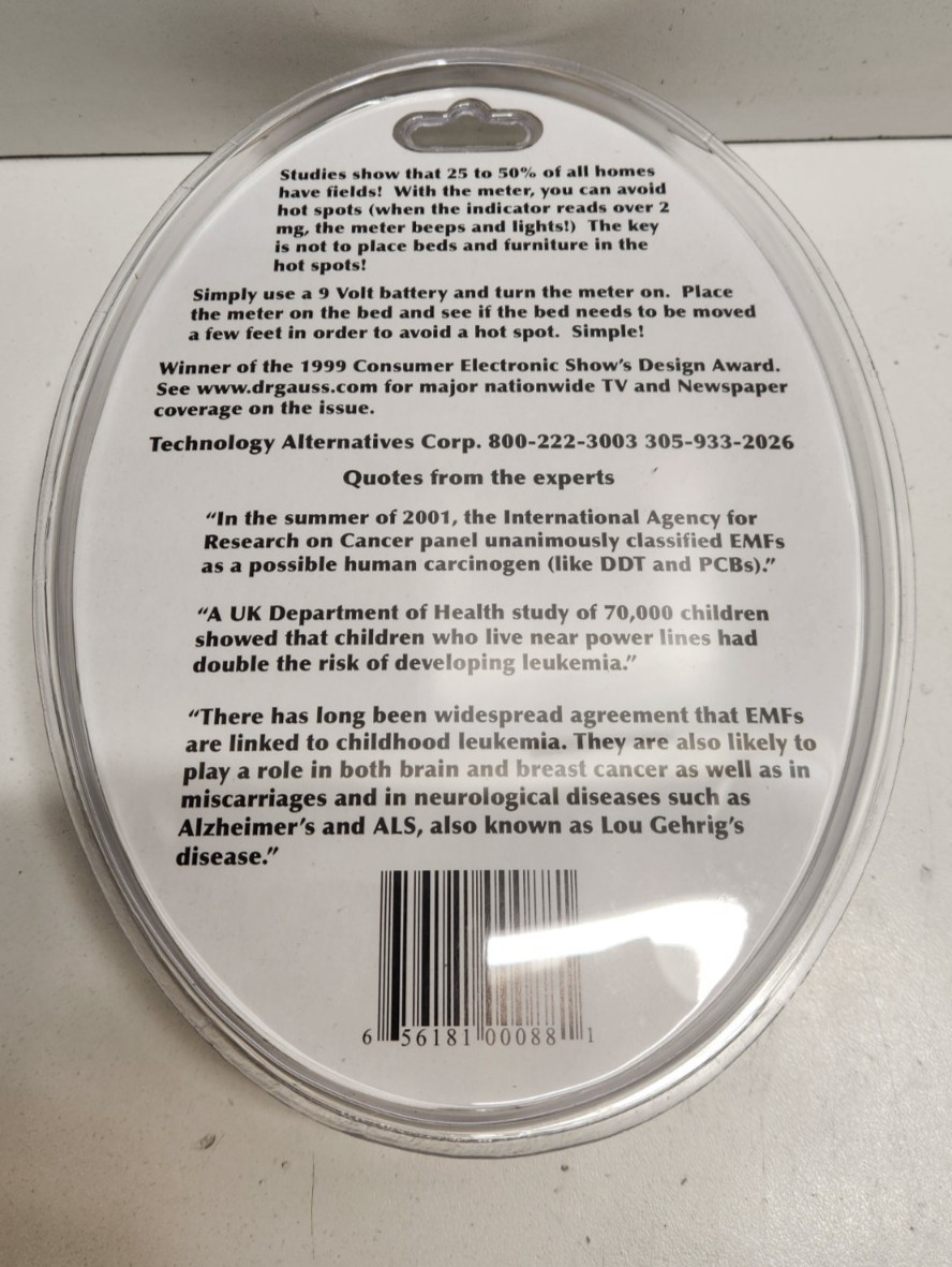 NEW IN PACKAGE! TECHNOLOGY ALTERNATIVES CORP THE HOME HOT SPOT METER EMF SENSOR