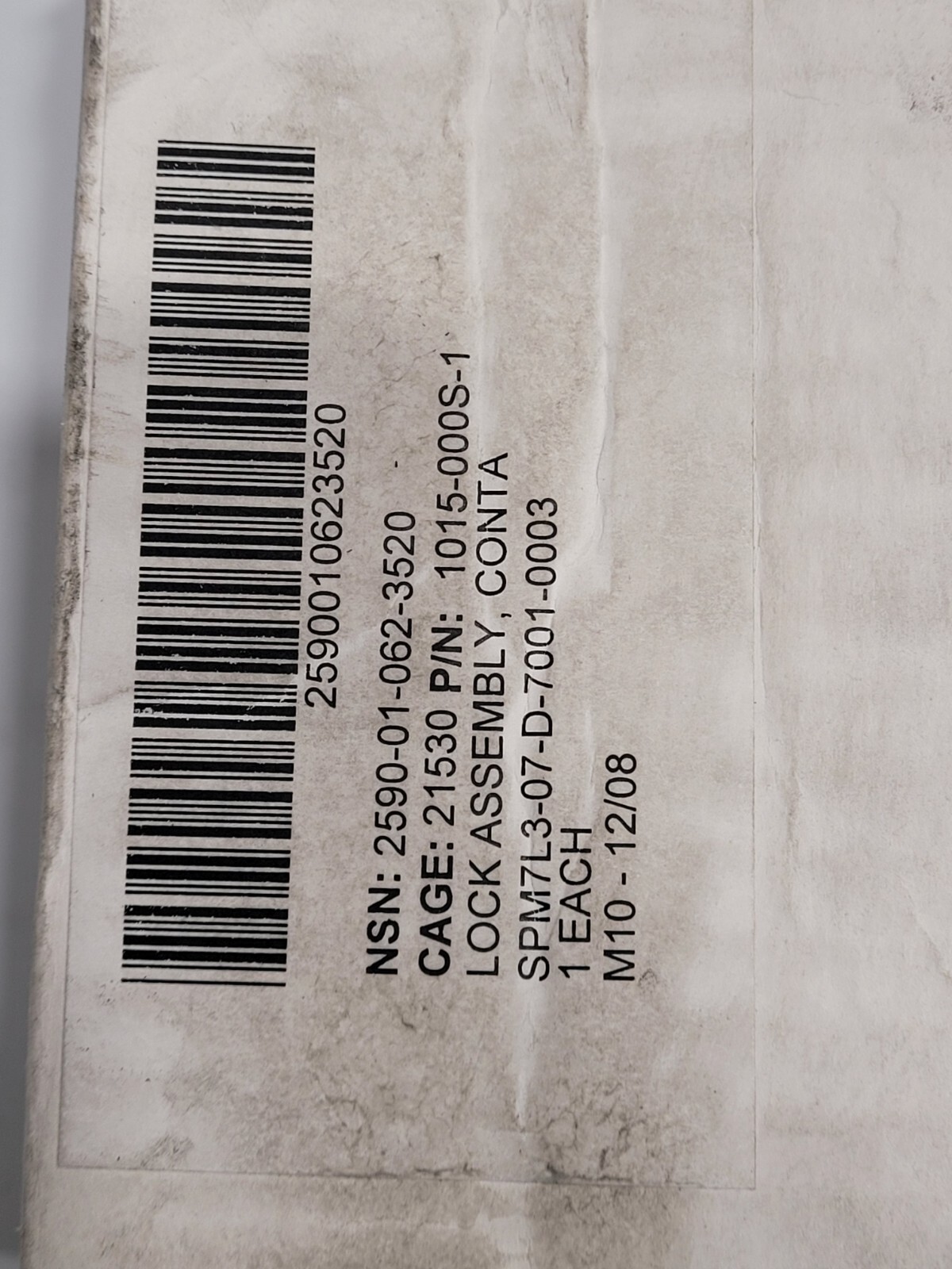 NOS CONTAINER LOCK ASSYS 1015-000S-1 2590-01-062-3520