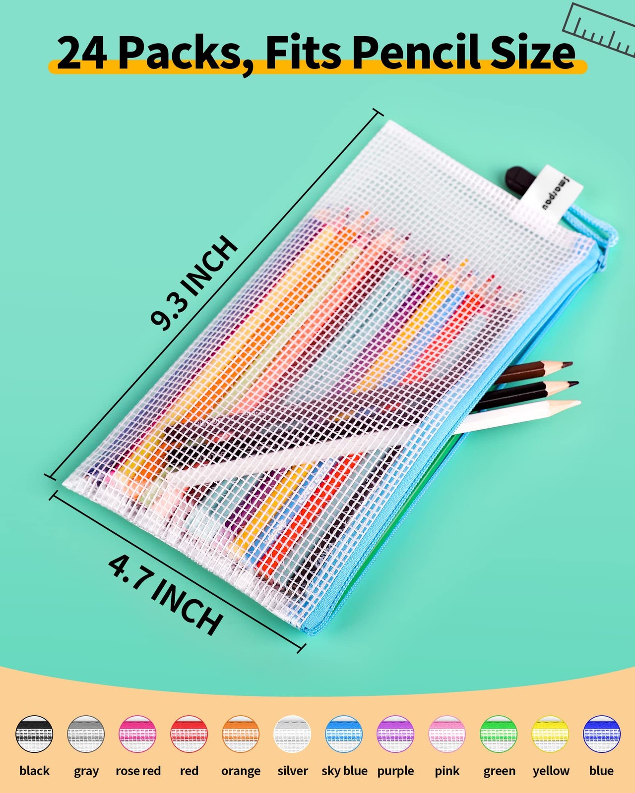 Smarpau 24PCS Pencil Pouches Bulk, 9.3″ x A6-9.3×4.7in-24pcs, Assorted Colors