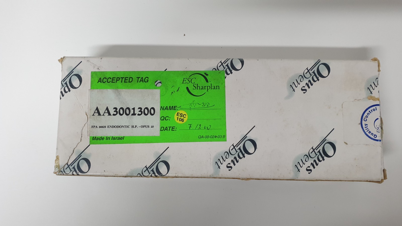 OPUSDENT ESC Sharplan Endodontic Handpiece, Model 64825, P/N AA3001300 – NEW