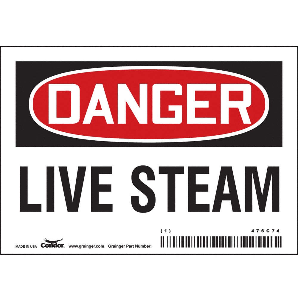 CONDOR Safety Sign,3 1/2 inx5 in,Vinyl 476C74