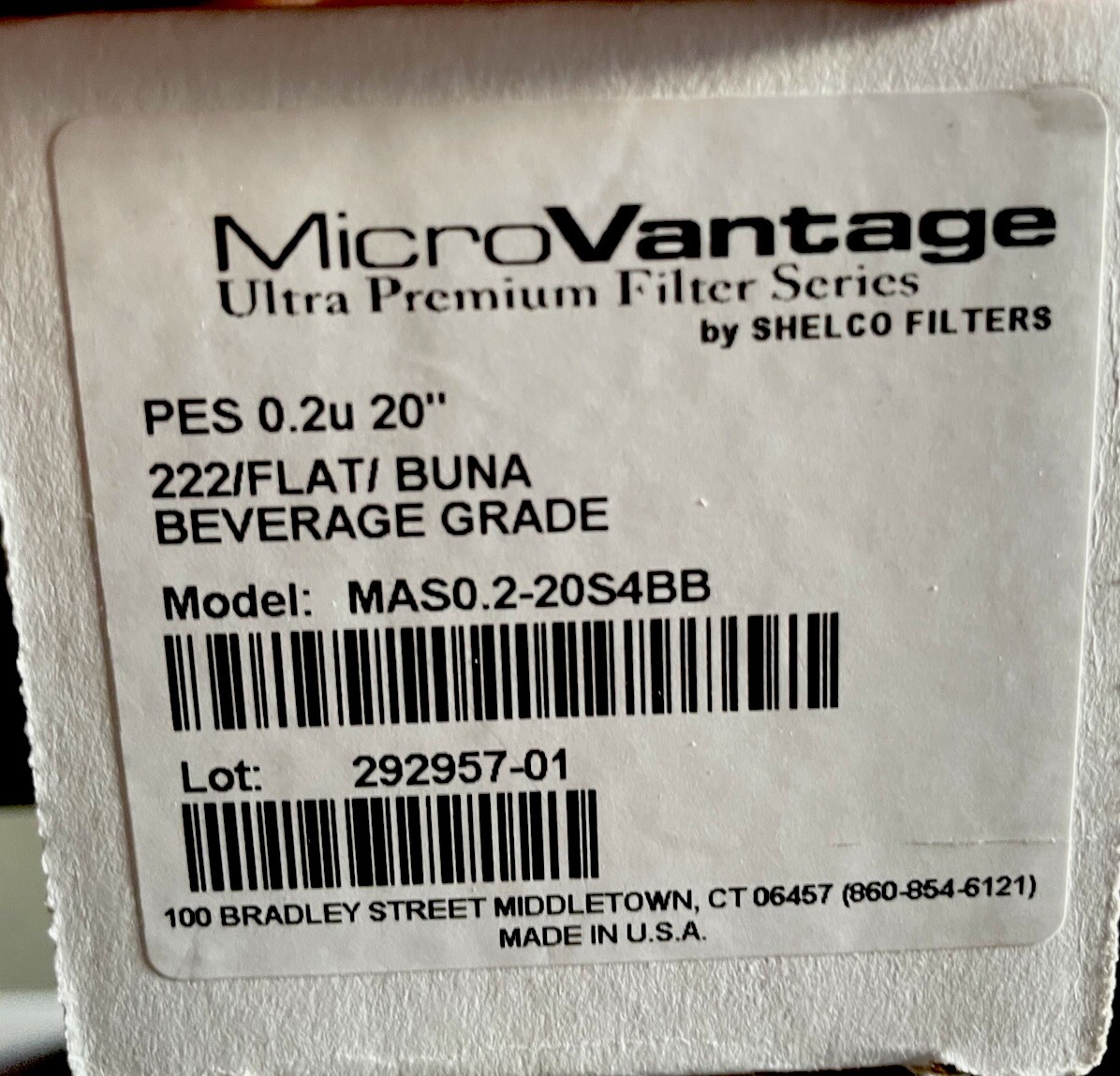 MicroVantage 0.2 Micron Filters MAS0.2-20S4BB