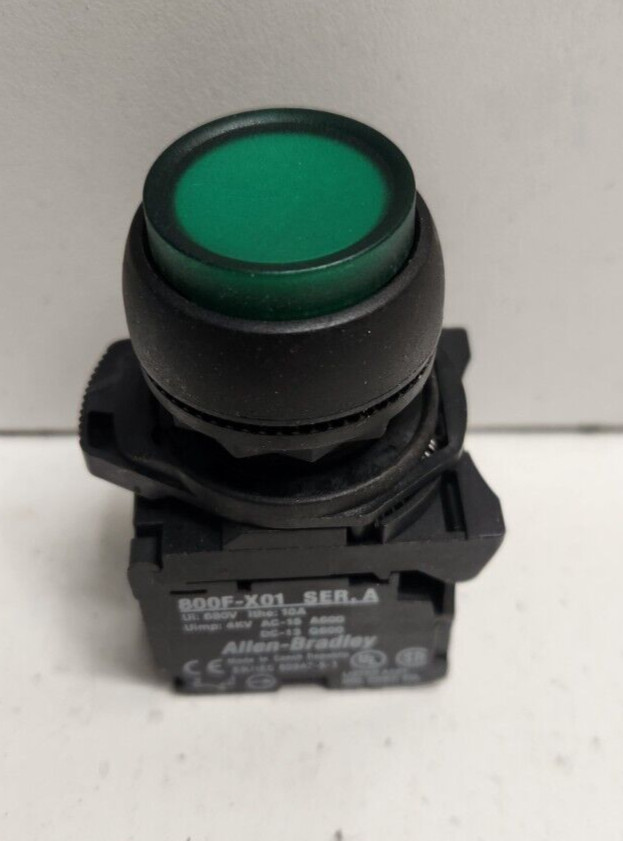 NEW NO BOX! ALLEN-BRADLEY 120V ILLUM GREEN PUSH BUTTON 1NO/1NC 800FP-LF3PN3GX11