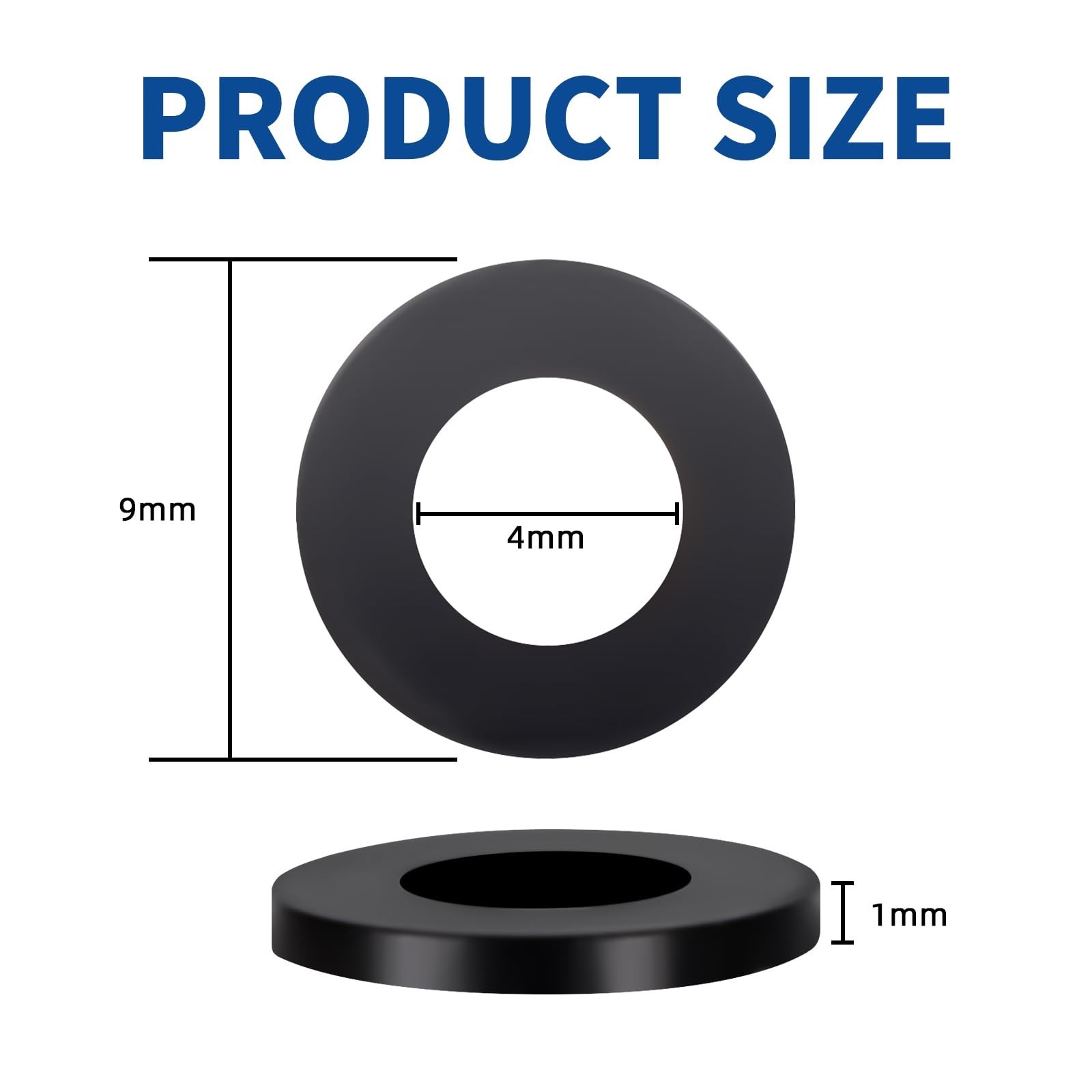 M4 Black Nylon Flat Washers, 4mm ID 9mm OD 1mm Thickness Plastic Sealing Gask…