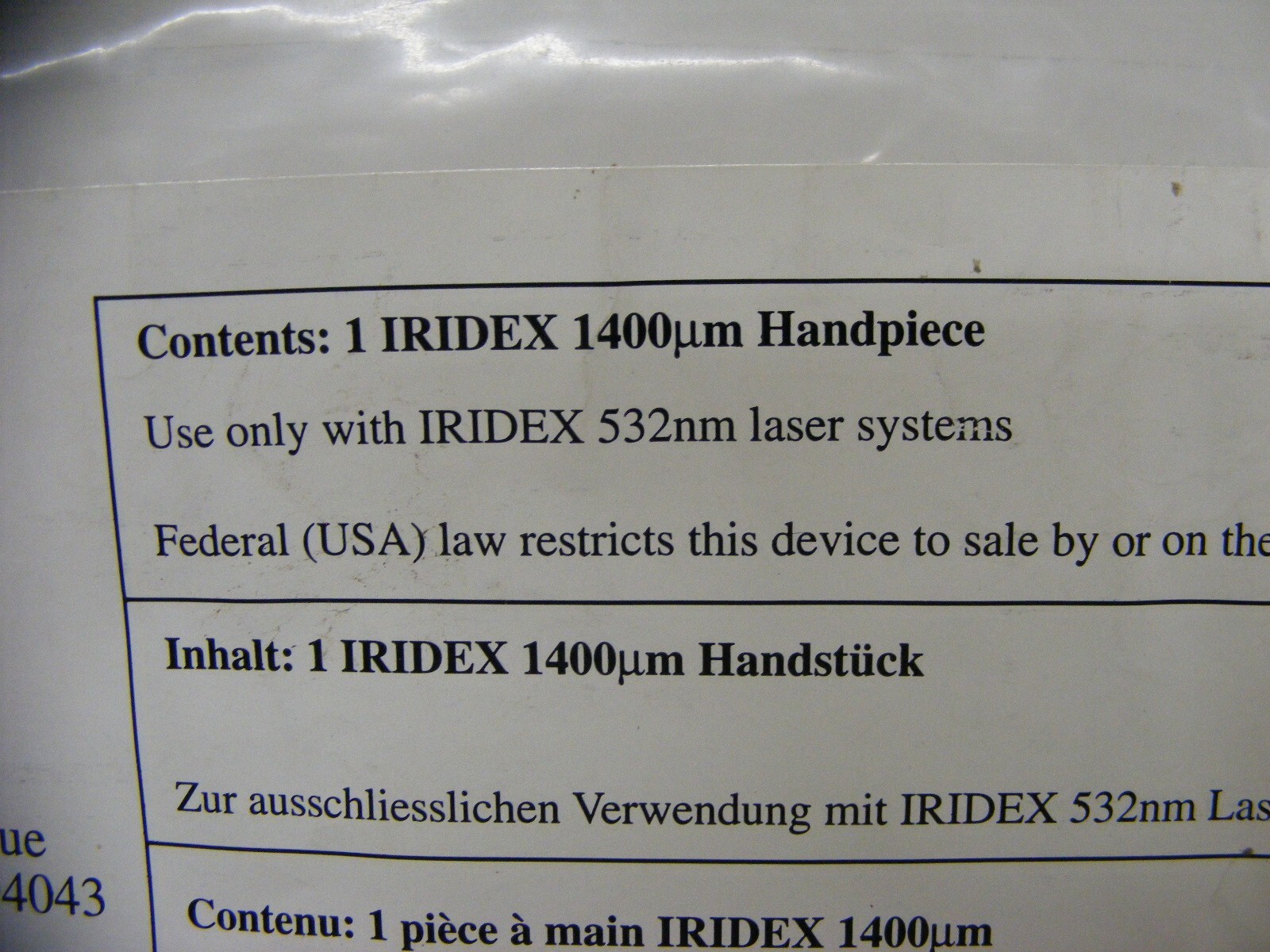 Iridex Laser Handpiece 1400um 40050 (med)
