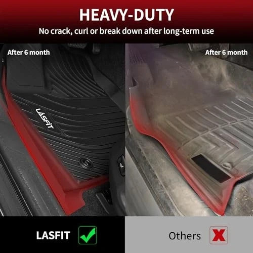 LASFIT Floor Mats for Toyota Tundra 2022-2025 2026 CrewMax Cab, All Weather.