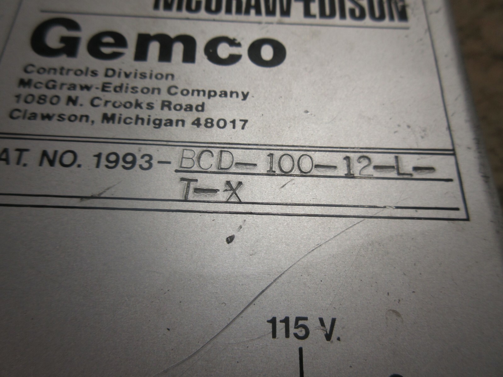 GEMCO MODULE 1993 R-2-D MCGRAW EDISON 1993 BCD-100-12-L-T-X EP-0019100-C EACH 1