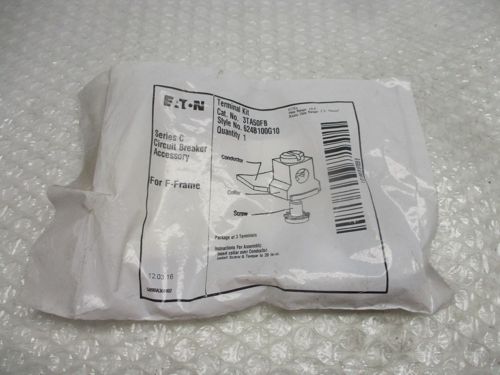EATON 624B100G10 3TA50FB TERMINAL KIT NSMP