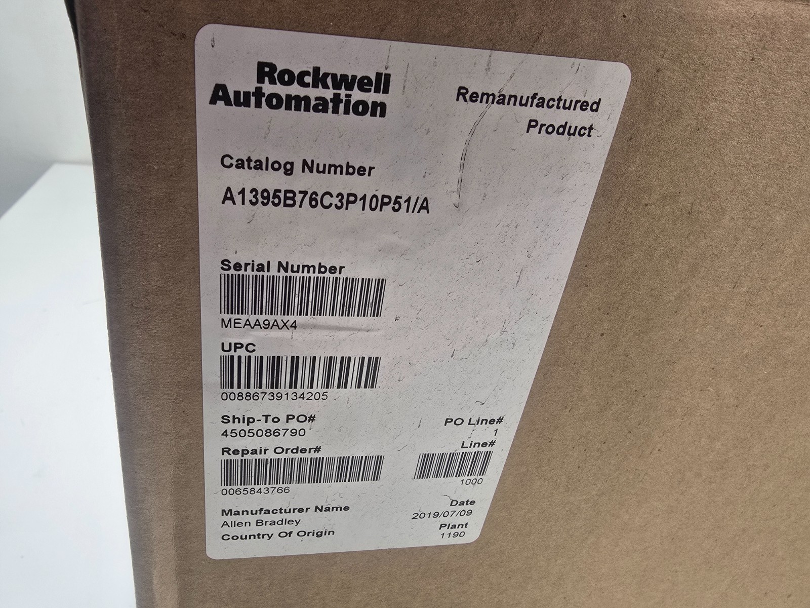 REFURBISHED! ALLEN-BRADLEY 100HP DC DRIVE 1395-B76-C3-P10-P51