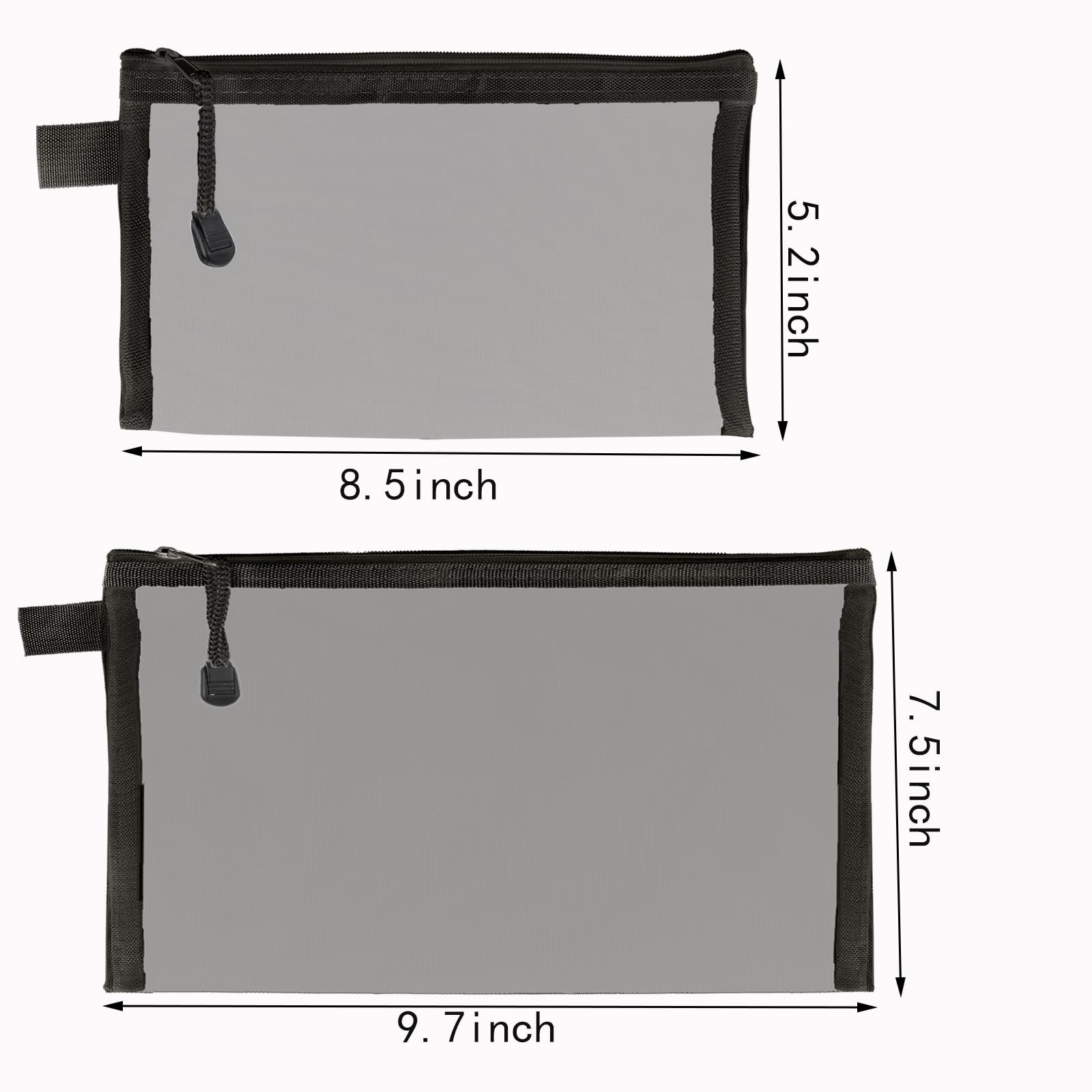 OZY 10 Pieces Nylon Zipper Mesh Pouch,Cosmetic Bags,Zipper Bags for Black