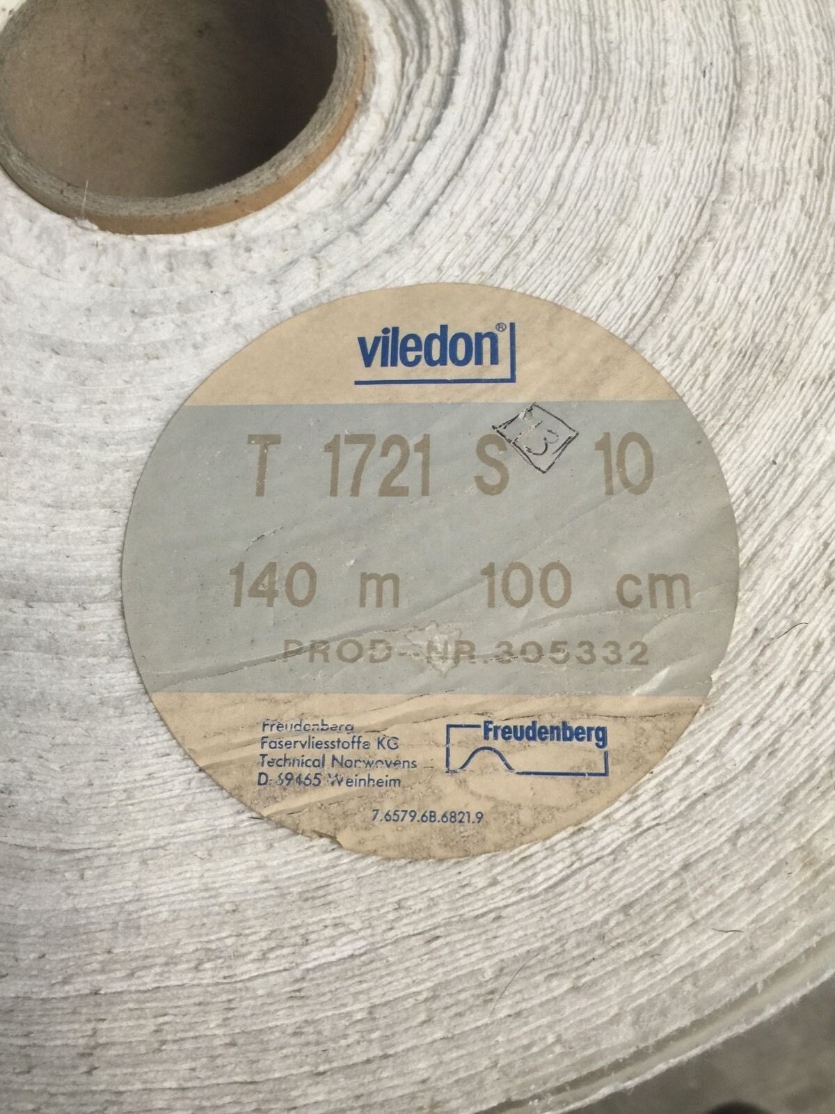 Freudenberg Viledon Fliter Fabric T 1721 S 10 140m x 100cm Core Material