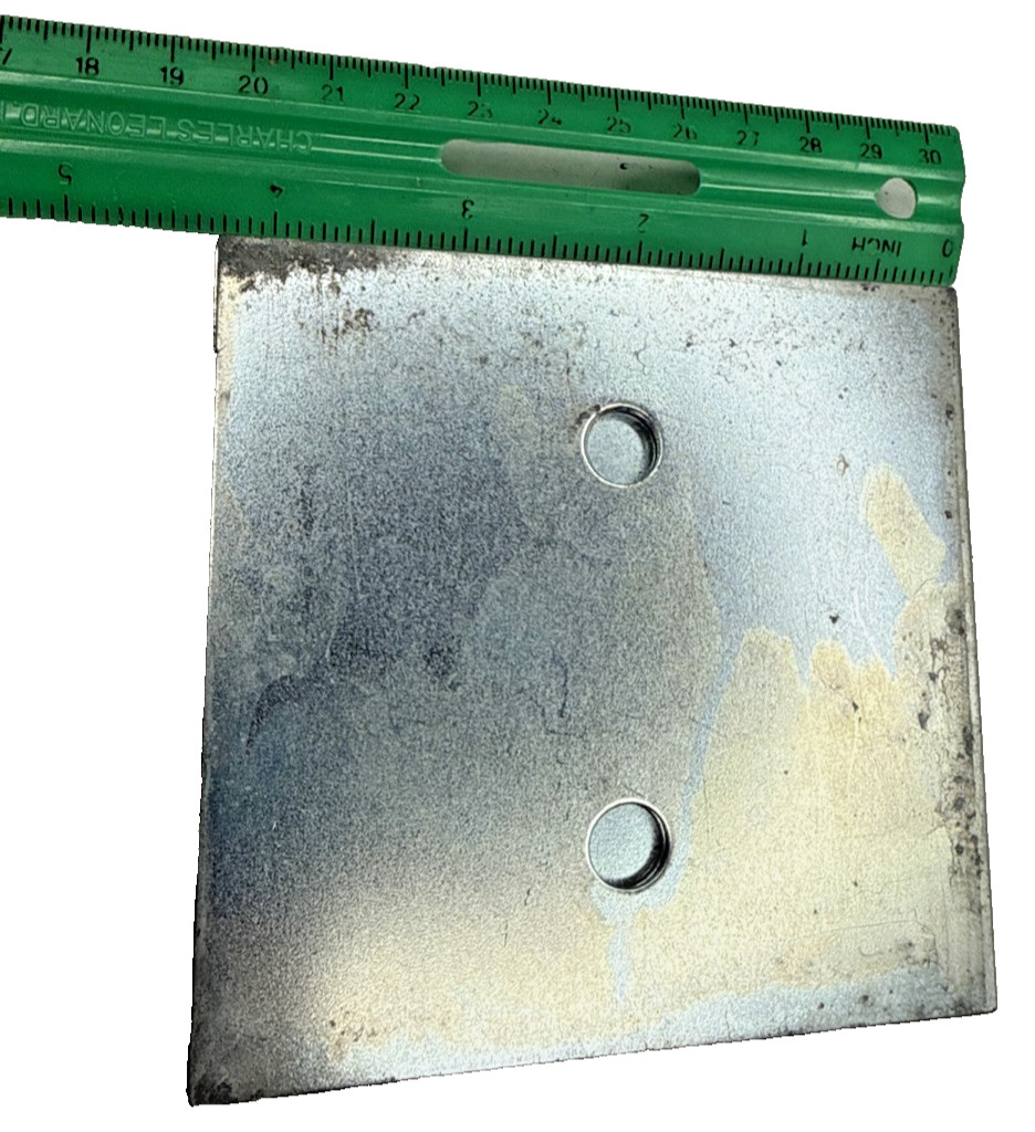 (Lot of 12) 4.25″ Square Shims Zinc Coated, Some Flaws 1mm Thick, 2 holes 7/16″