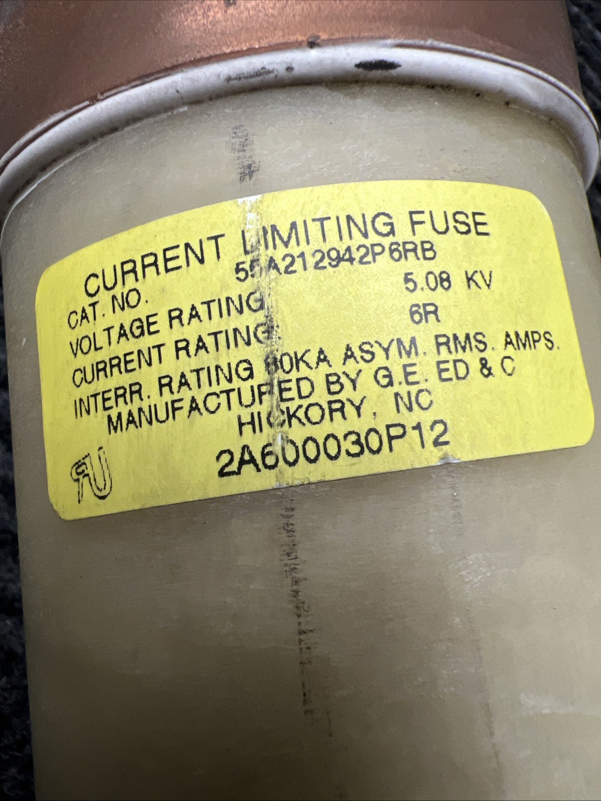 GENERAL ELECTRIC 55A212942P6RB FUSE 5.08KV 6R 80KA 2A600030P12