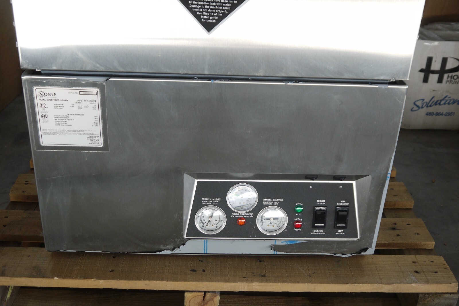Noble Warewashing UH30-FND High Temperature Undercounter Dishwasher – 208/230V