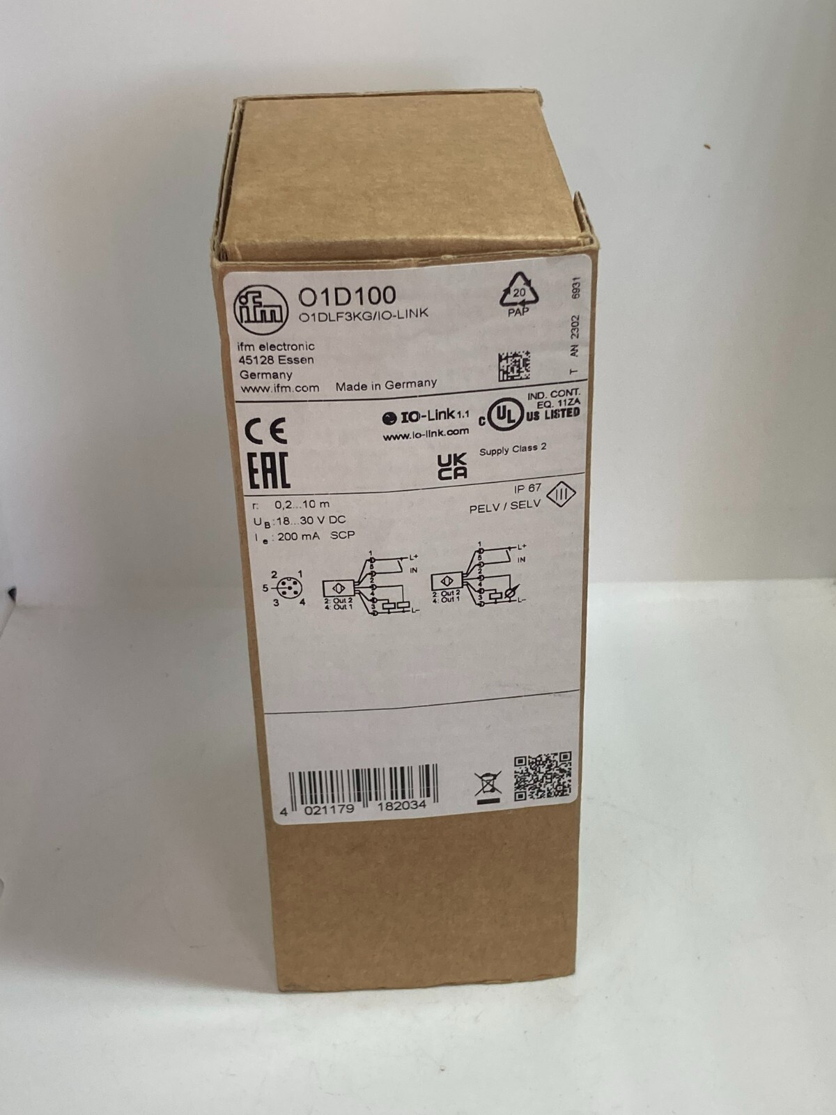 IFM O1DLF3KG/IO-LINK (O1D100) PHOTOELECTRIC SENSOR 18-30VDC R.0.2-10M NIB
