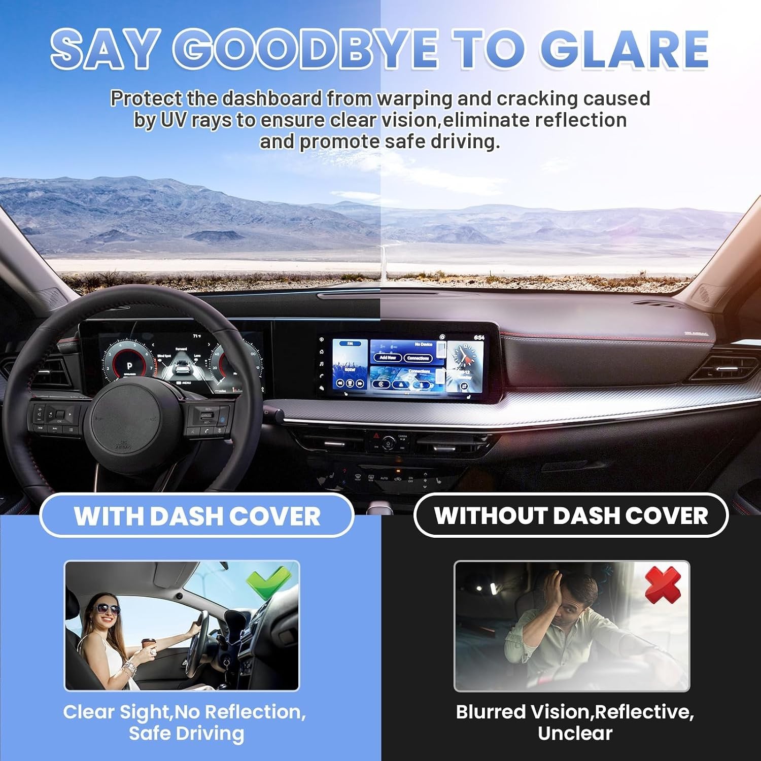 Dash Cover for 2025 2026 Nissan Kicks Dashboard Cover Mat for Kicks Suede Dash..