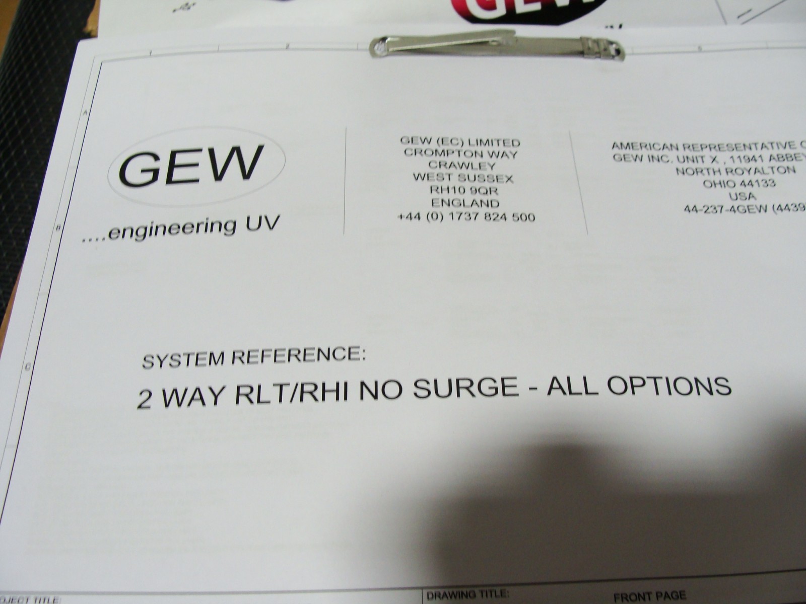 New GEW Rhino / RLT Engineering UV Curing System For Printing & Coating W/ E2C