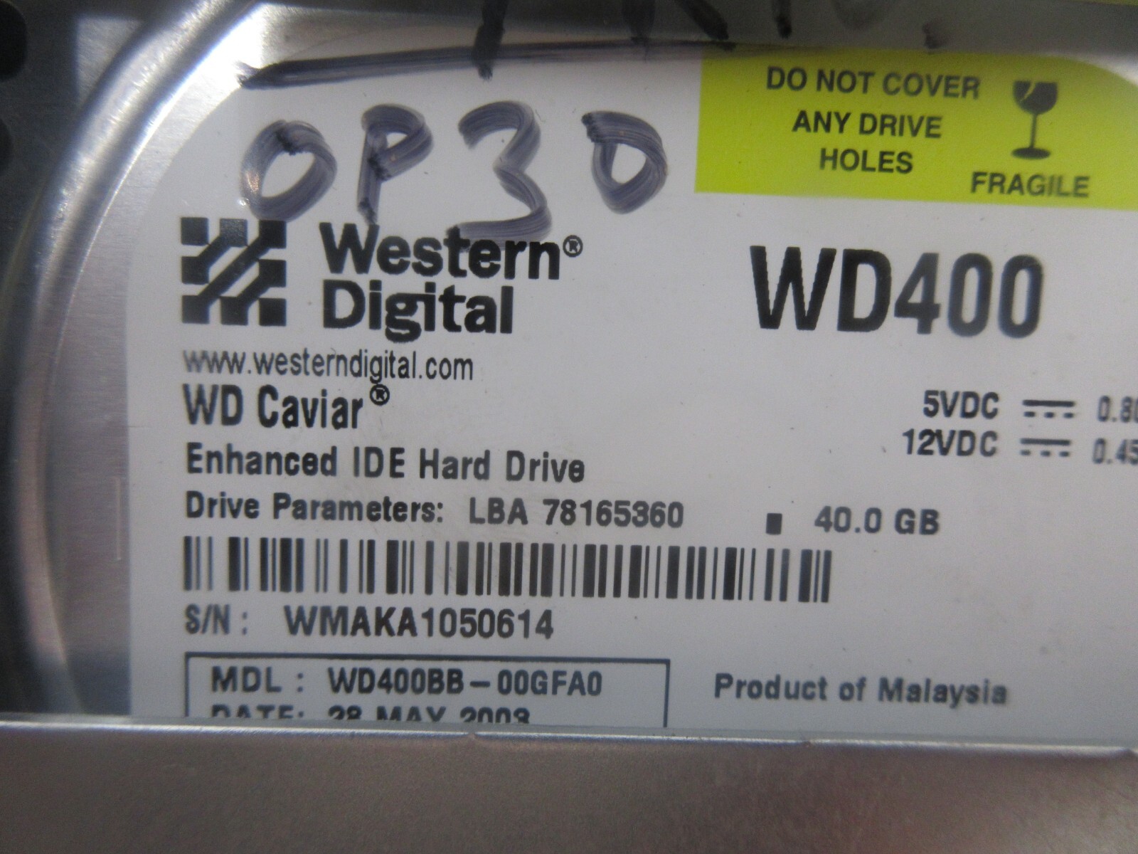 FANUC MDI UNIT A02B-0261-C164/MCR N0719 2004 06 W/ HDD WD400 U15PB421 ECMM1