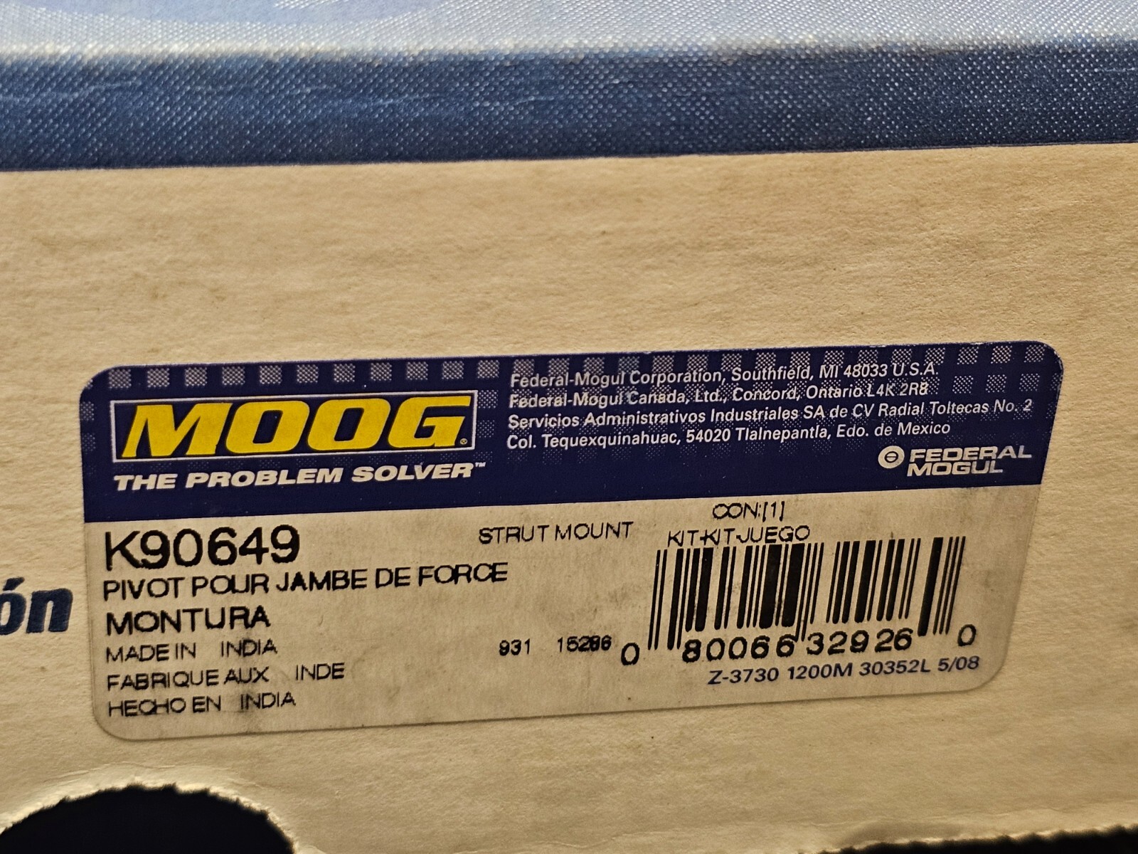 MOOG K90649 Strut Mount Fits 2001-2005 HONDA CIVIC, 2002-2006 HONDA CR-V