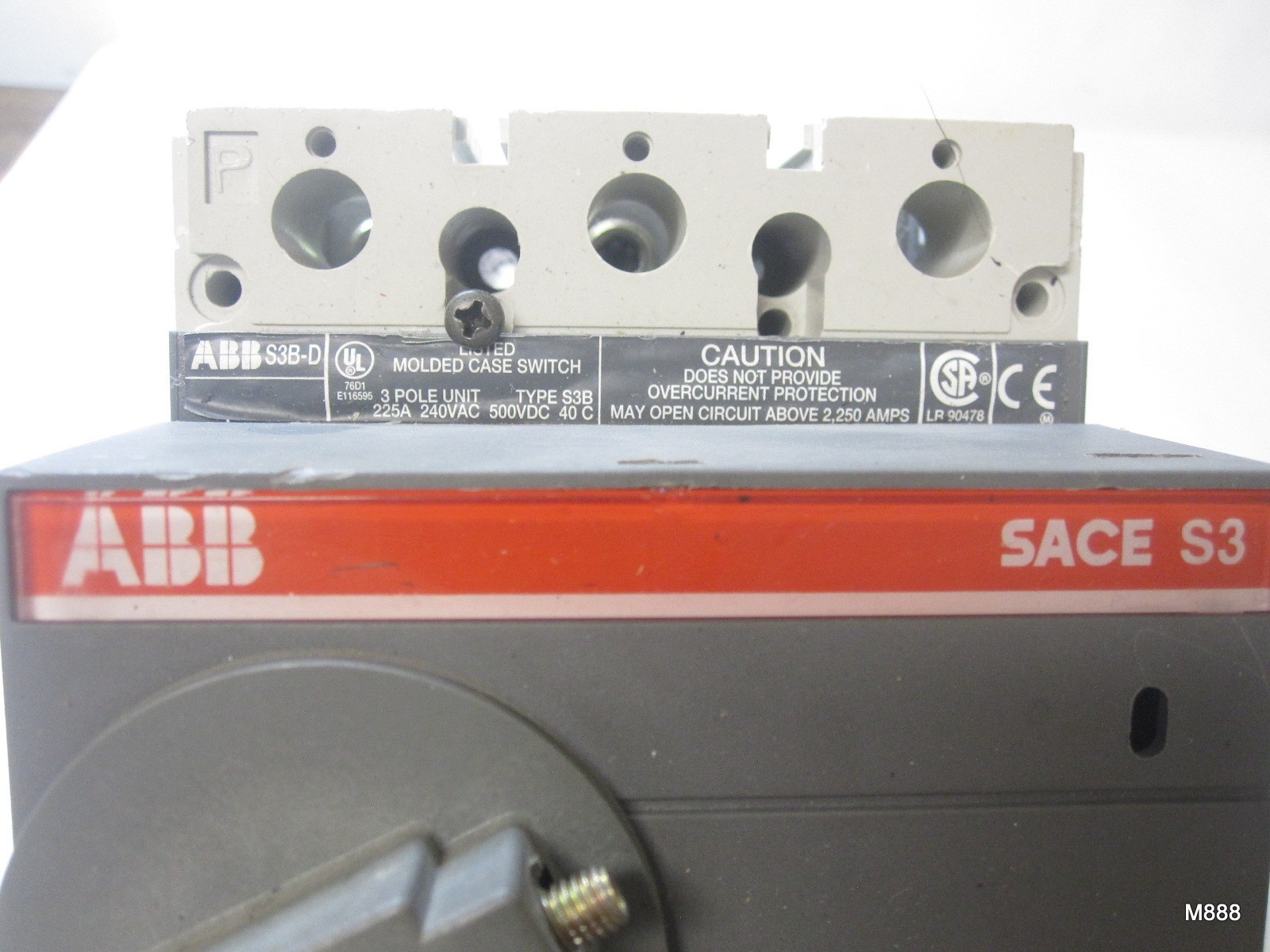 ABB | SACE S3 S3B-D | Molded 3-Pole Circuit Breaker Unit | 225A 240VAC 500VDC