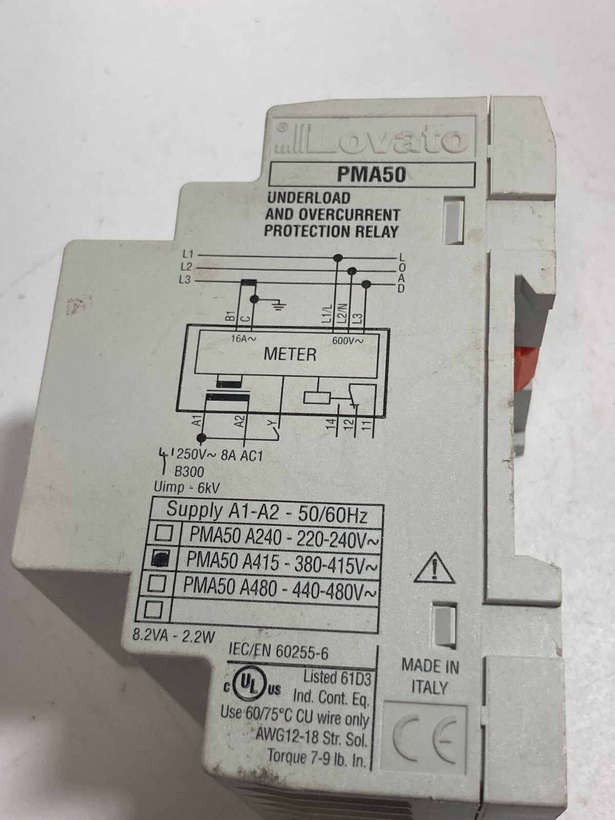 LOVATO PMA50A415 PUMP PROTECTION RELAY SINGLE & 3 PHASE 380-415VAC NNB