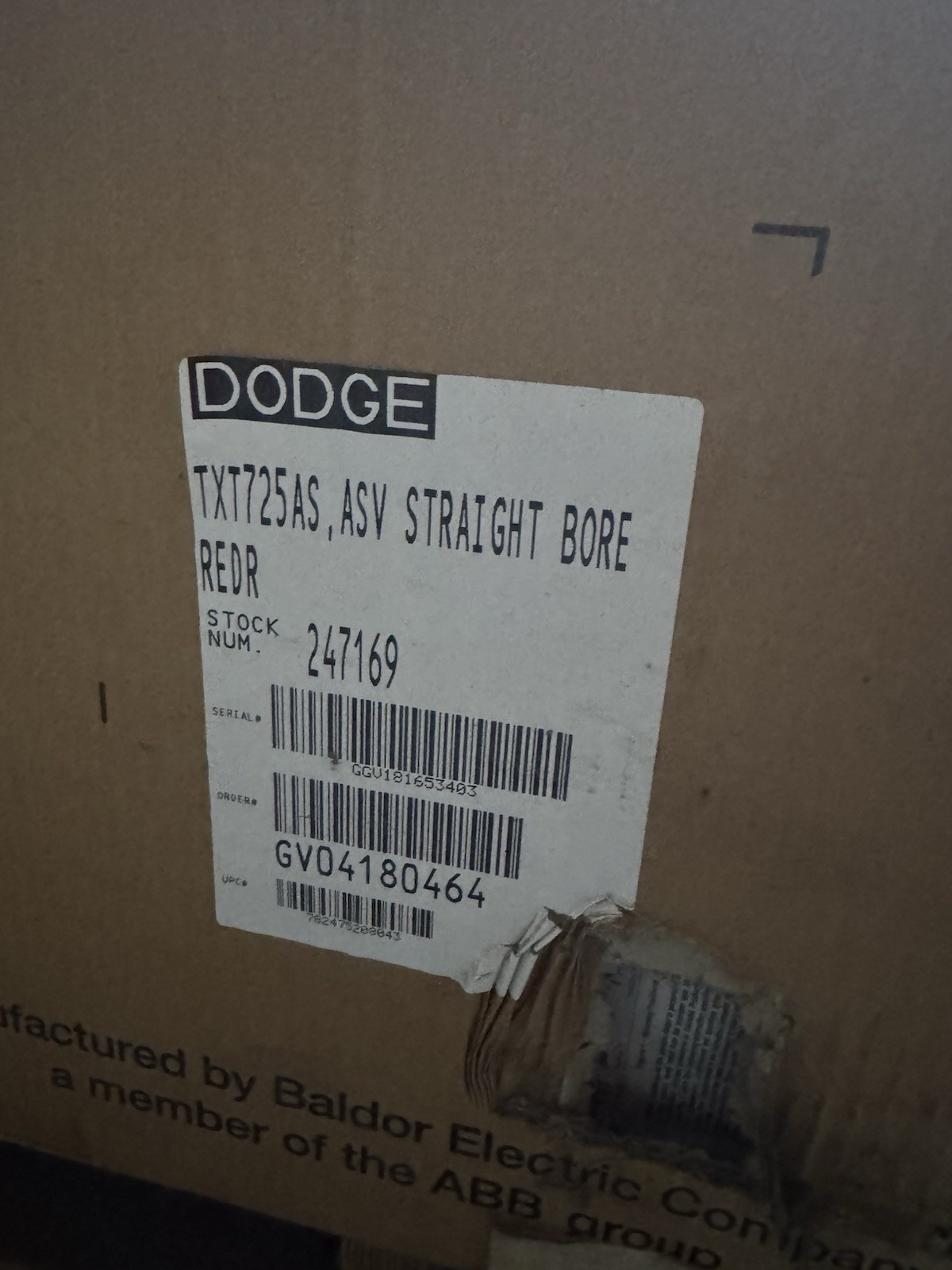 DODGE TXT725AS, ASV Straight Bore Shaft Mount Reducer TXT725ES, ESV Kenyon