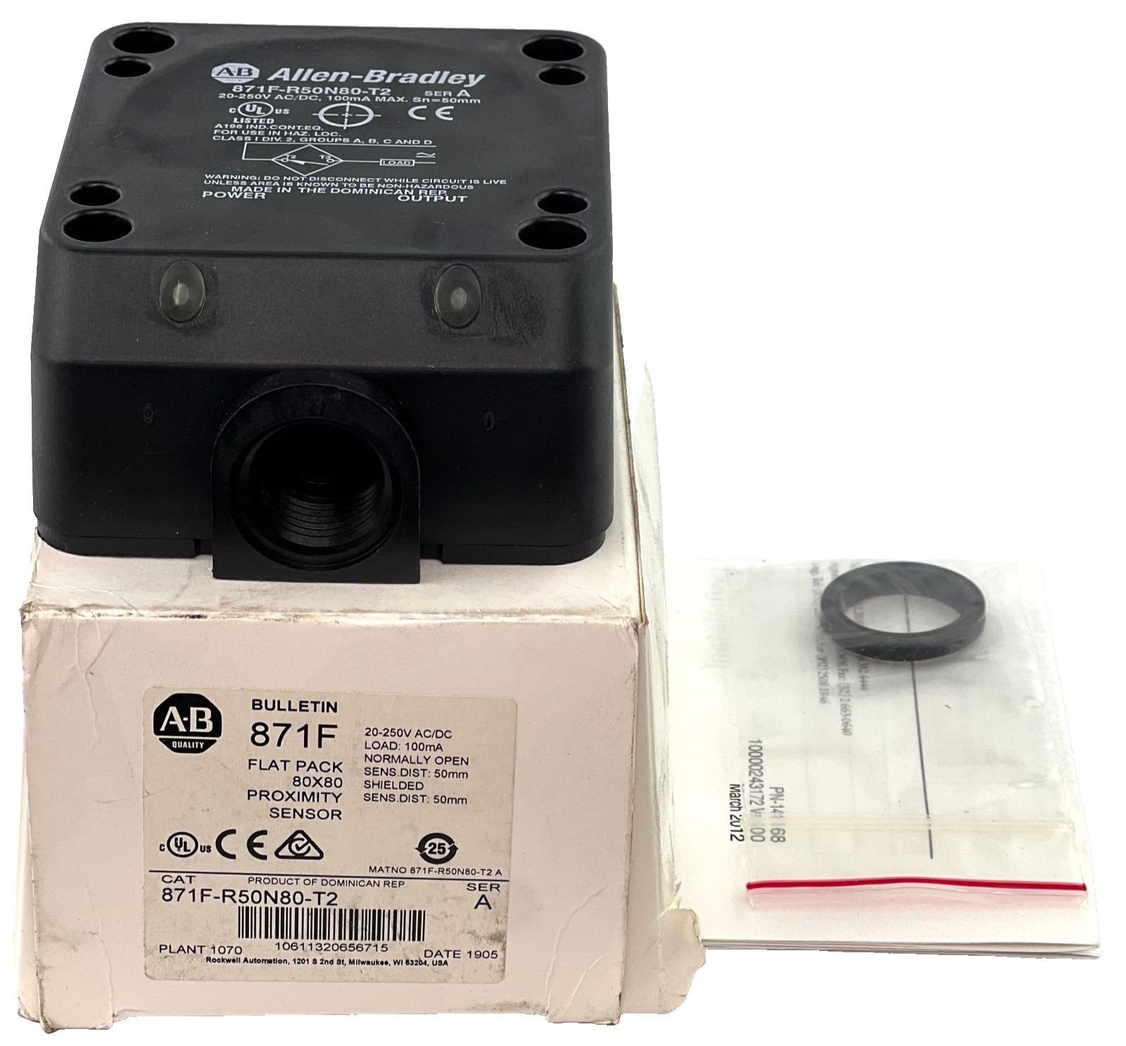 Allen Bradley 871F-R50N80-T2 Flat Pack 80X80 Proximity Sensor Bulletin 871F NEW
